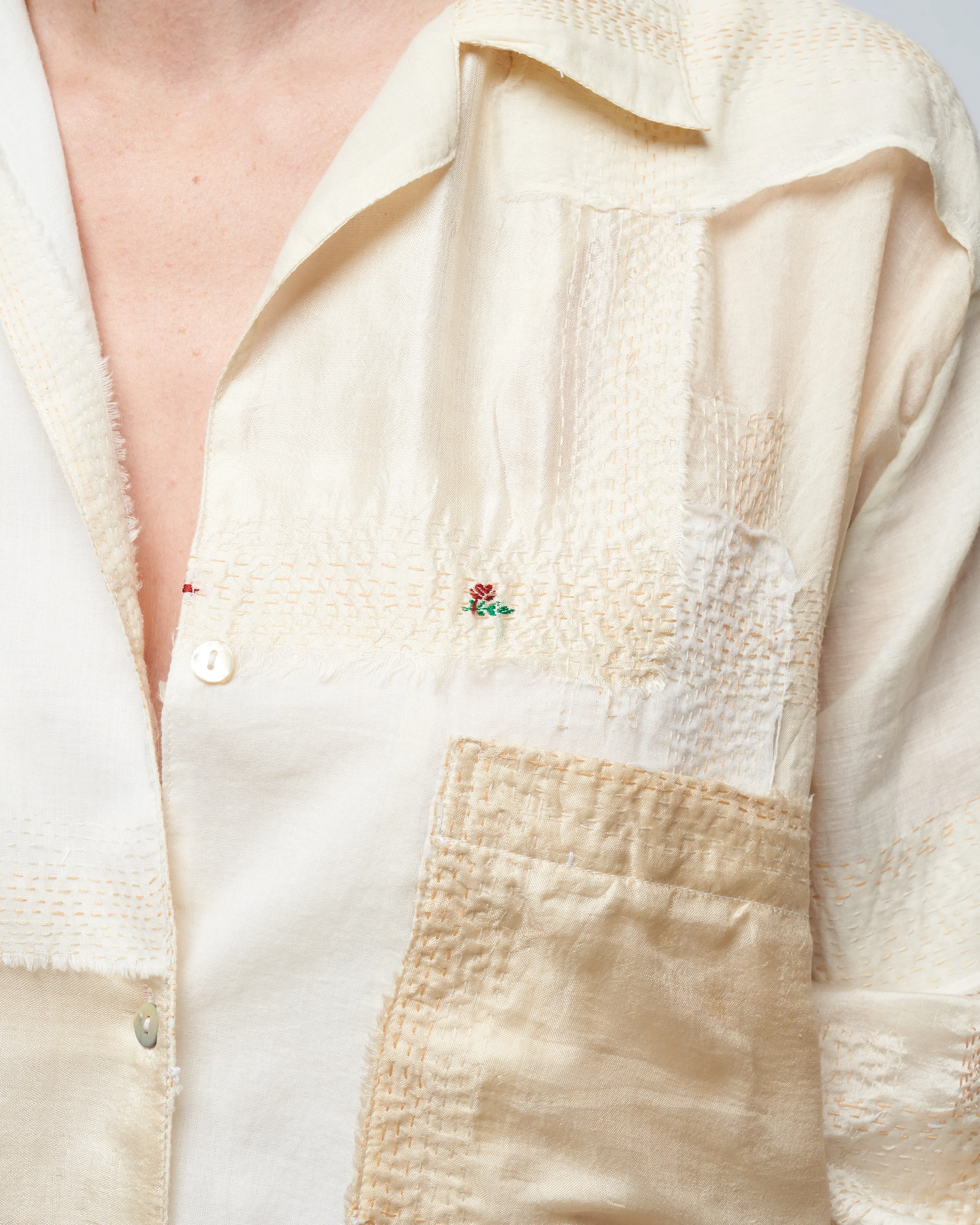 patti lily kantha shirt - white snowdrop - Image 5
