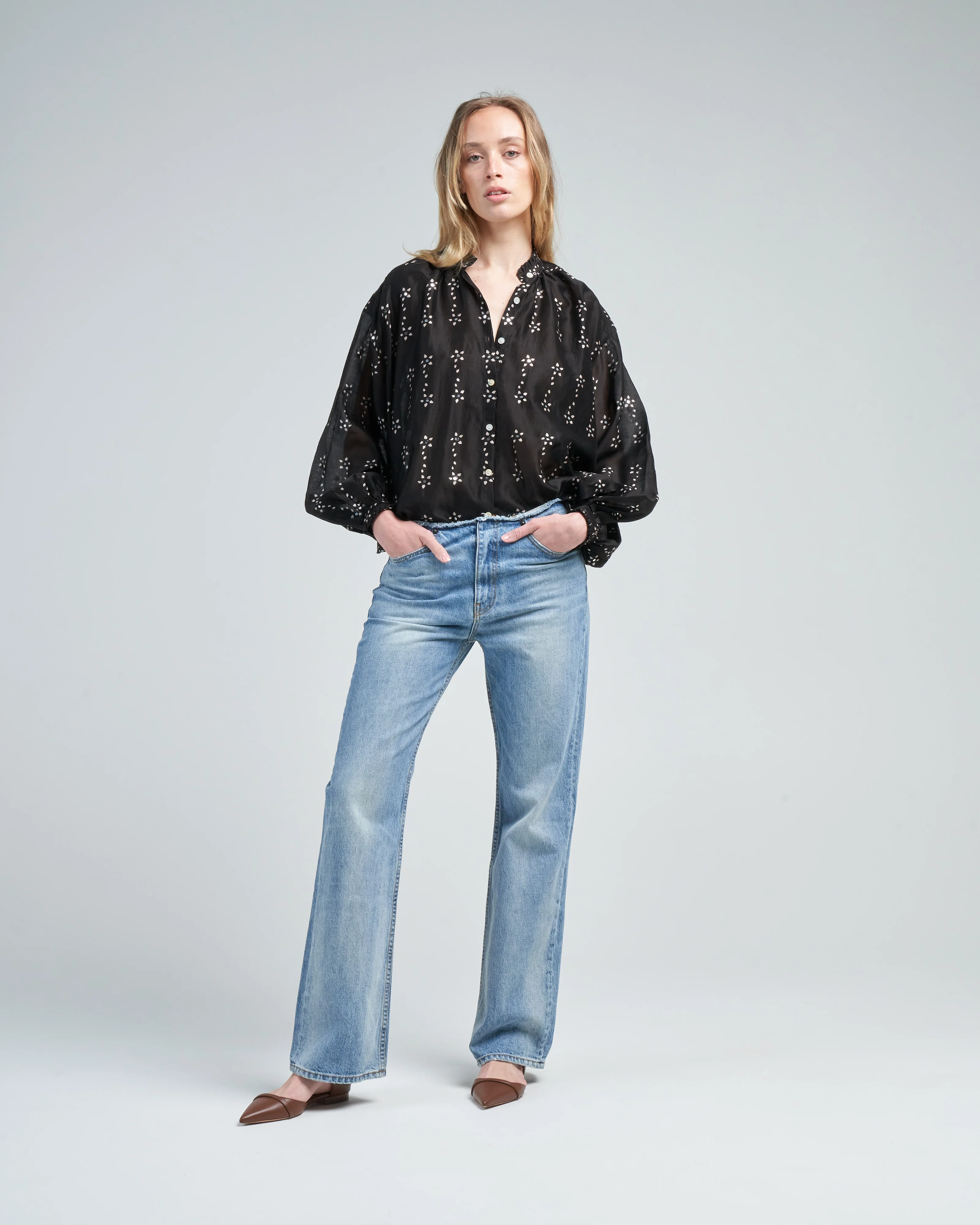 poet black daisy blouse - Image 2