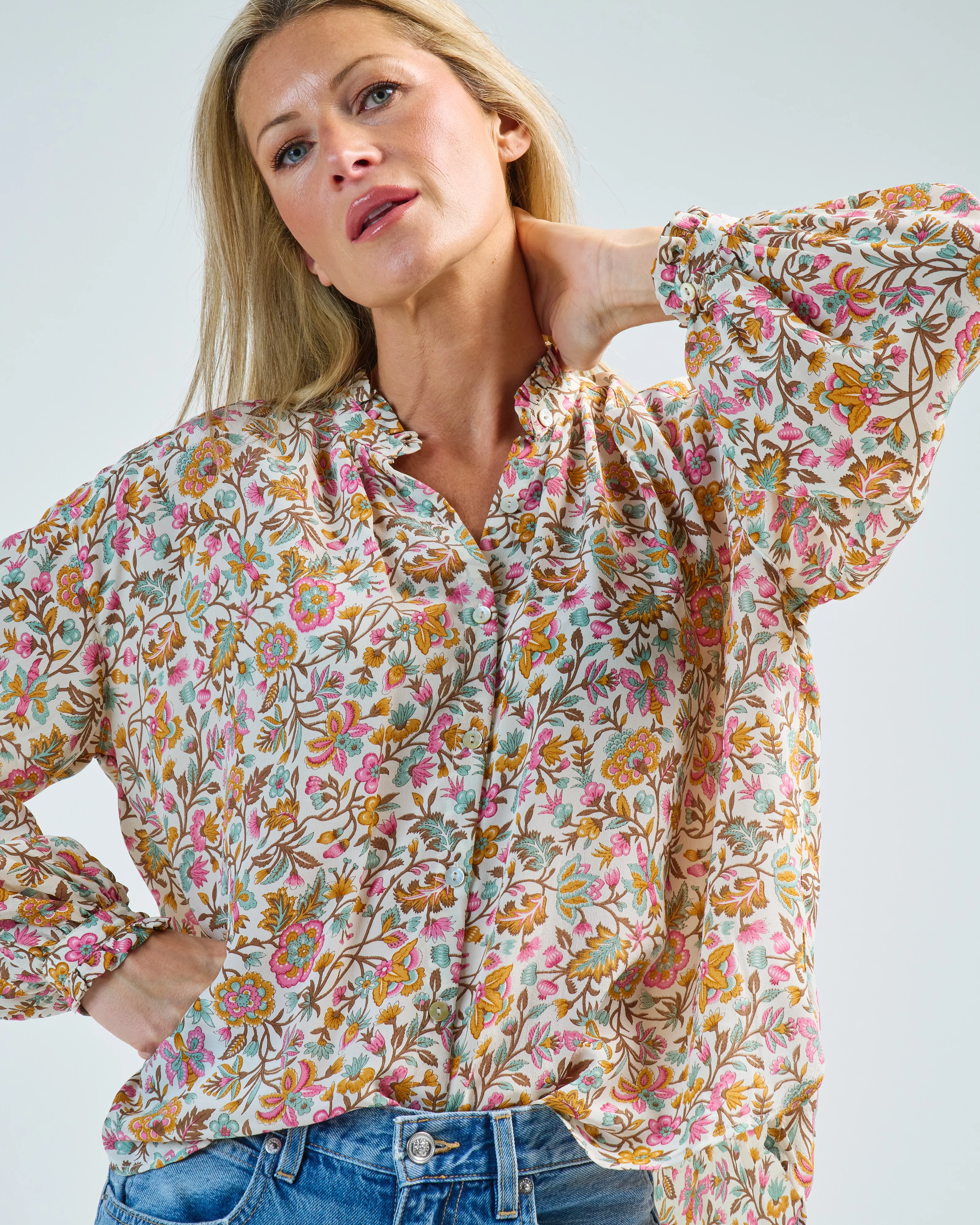 poet garden party silk blouse - Image 5