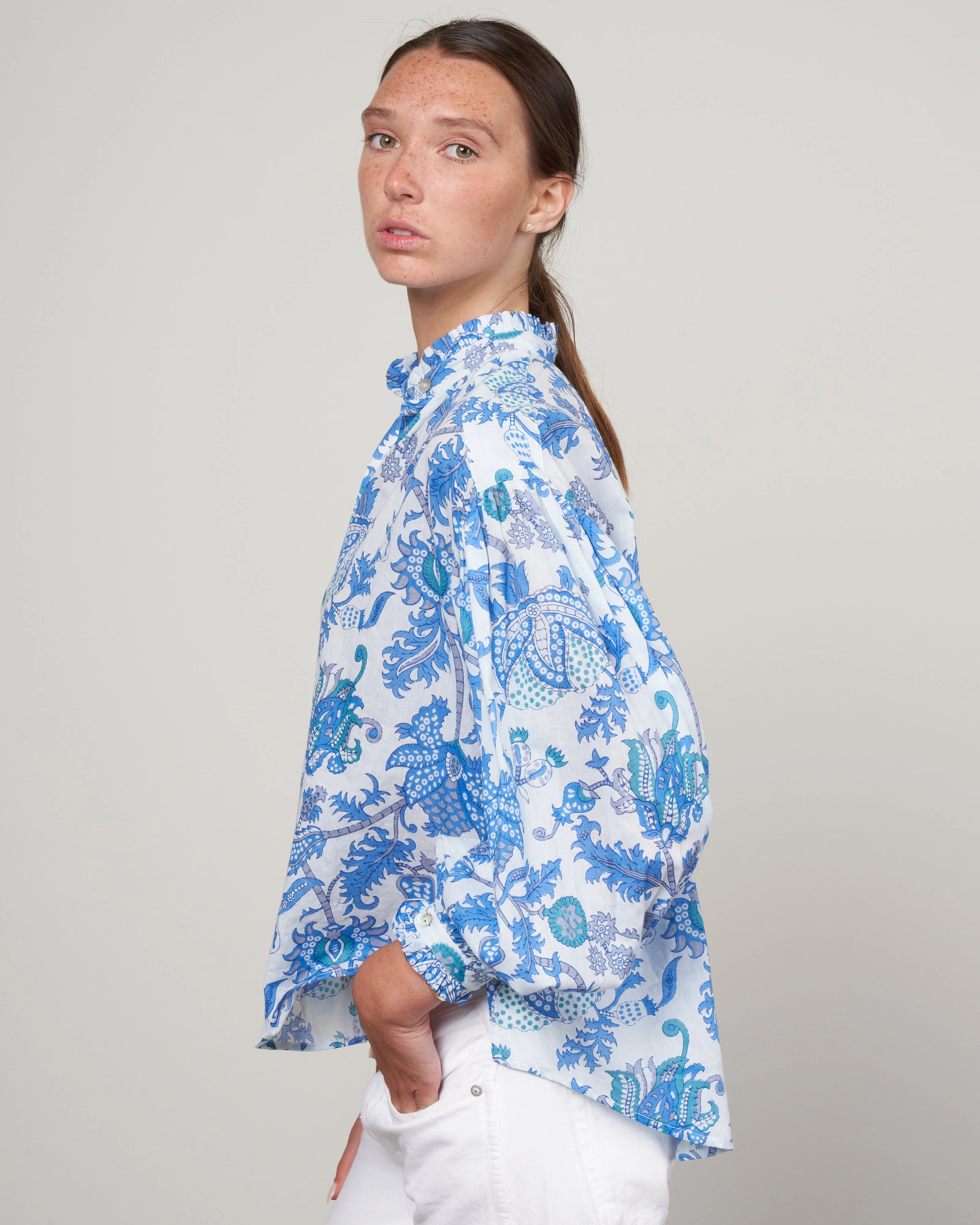 poet mossy blouse - white/blue mossy blue print - Image 3
