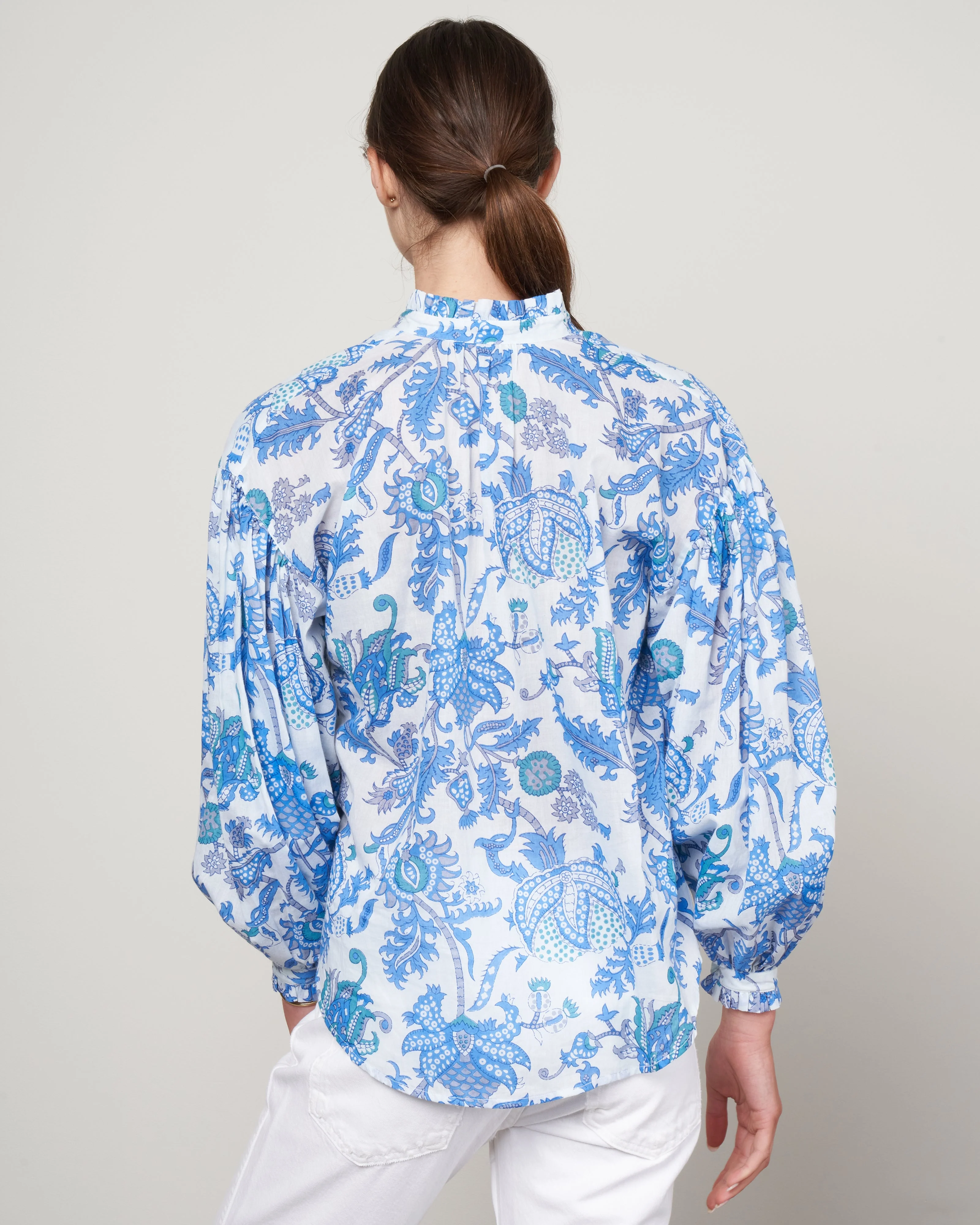 poet mossy blouse - white/blue mossy blue print - Image 4