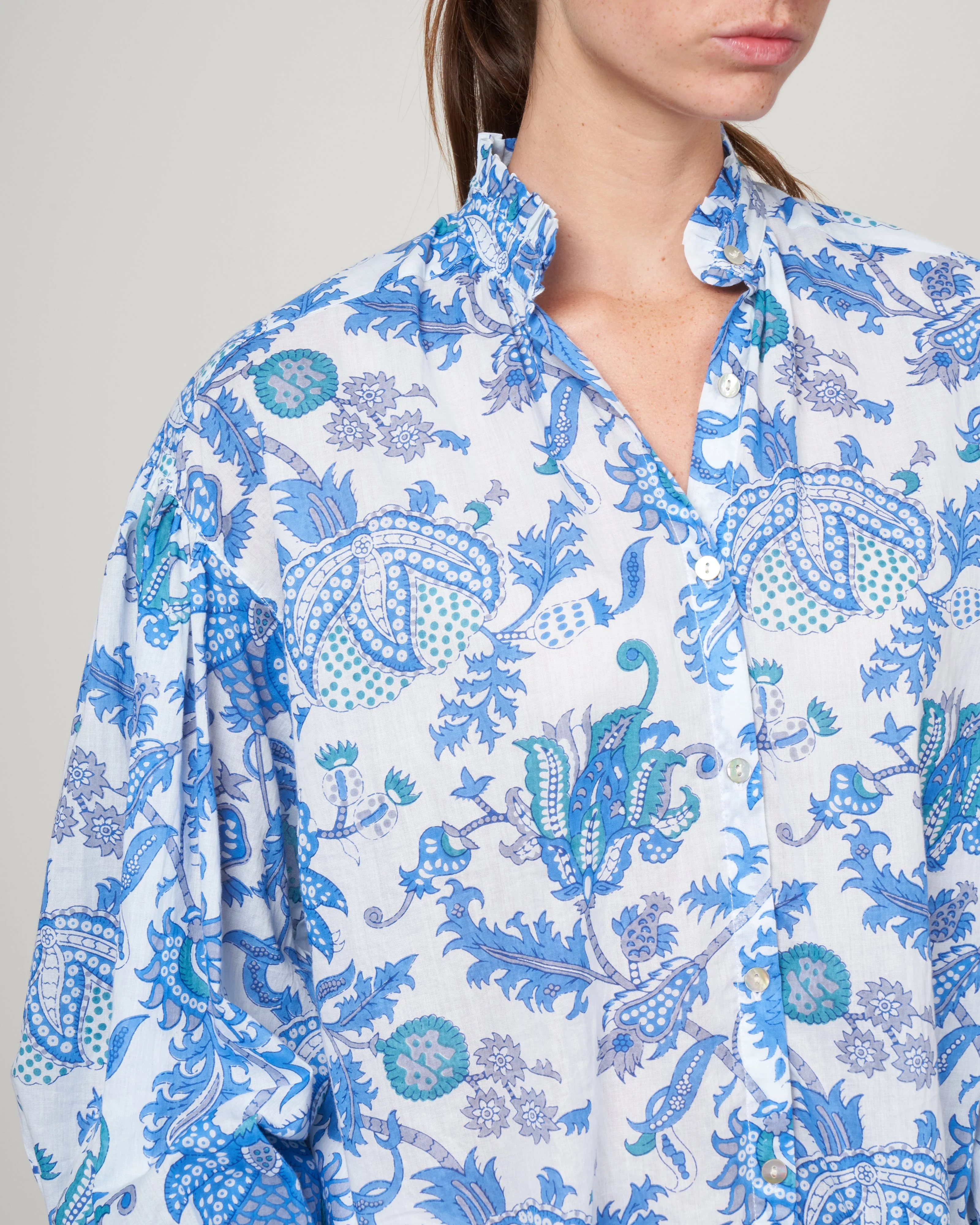 poet mossy blouse - white/blue mossy blue print - Image 5