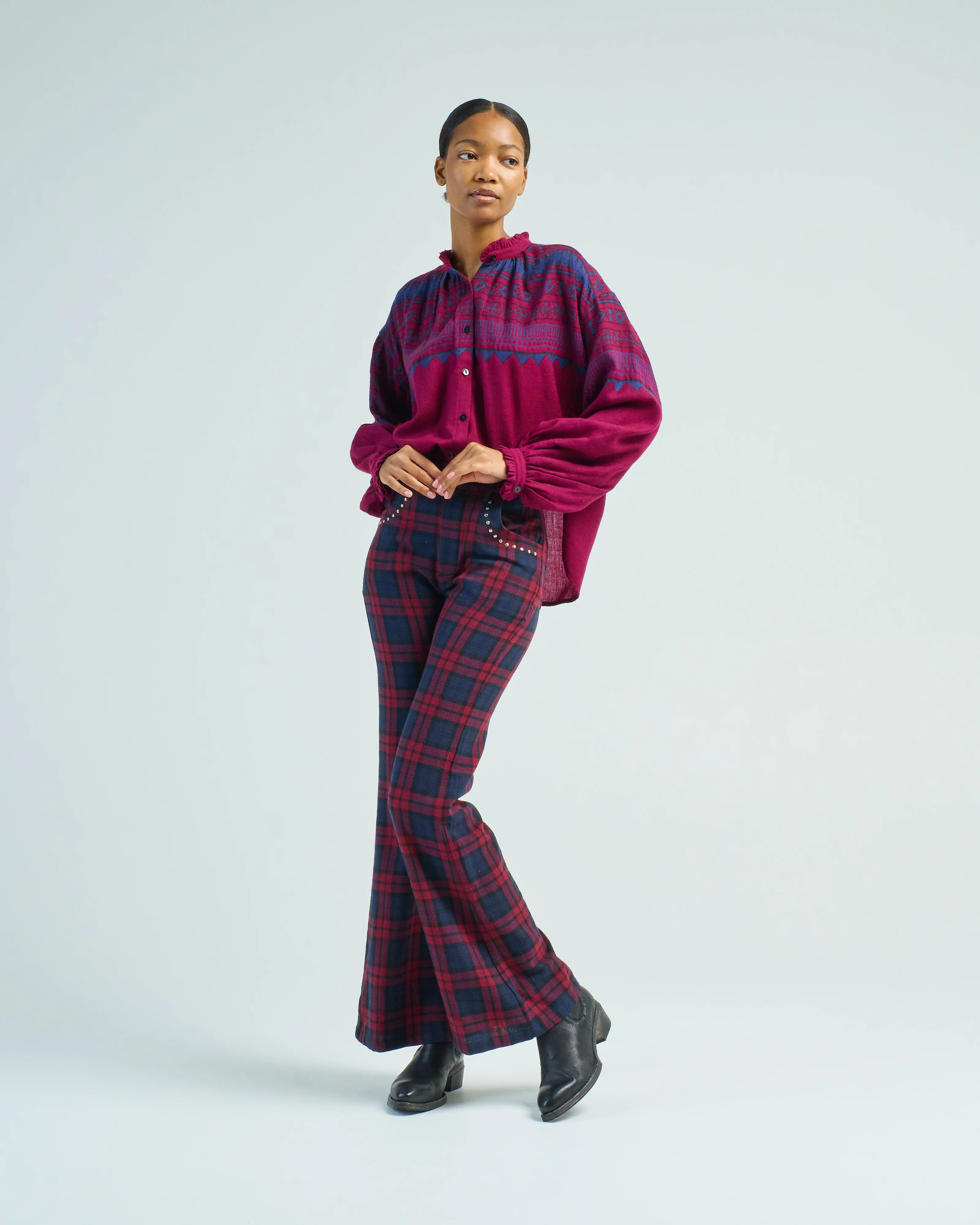 poet plum fairisle blouse - Image 2