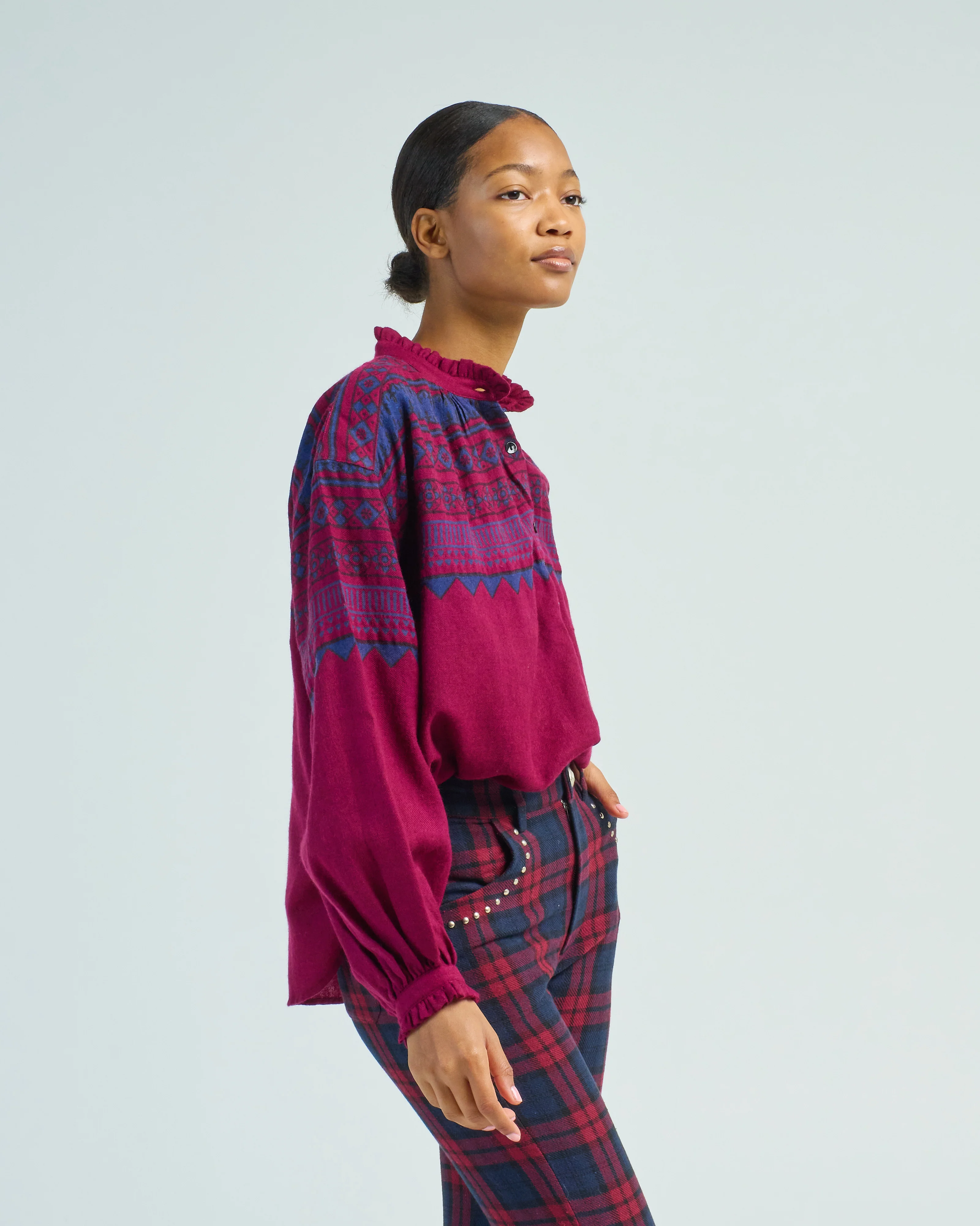 poet plum fairisle blouse - Image 3