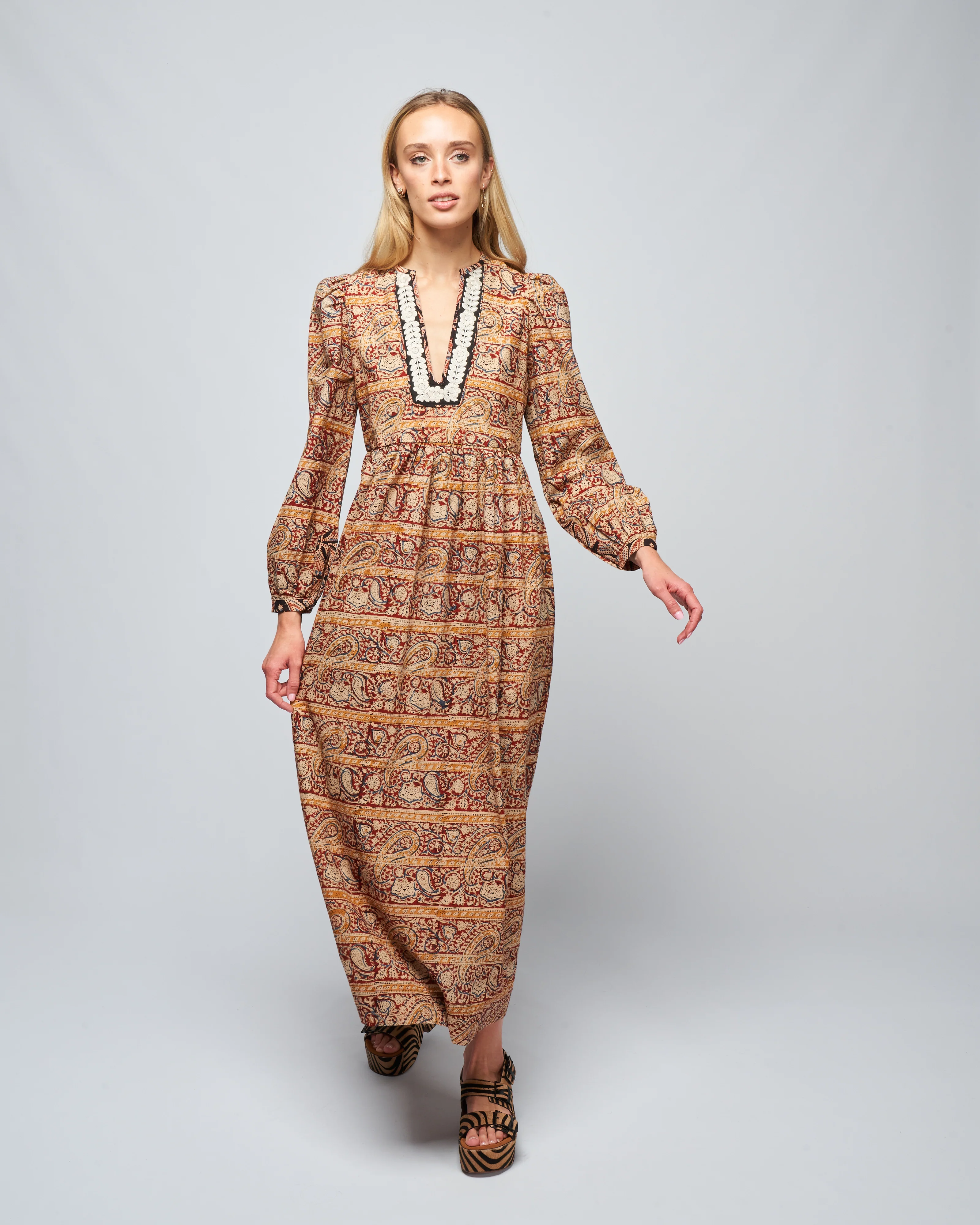 winifred pasha paisley dress - red pasha