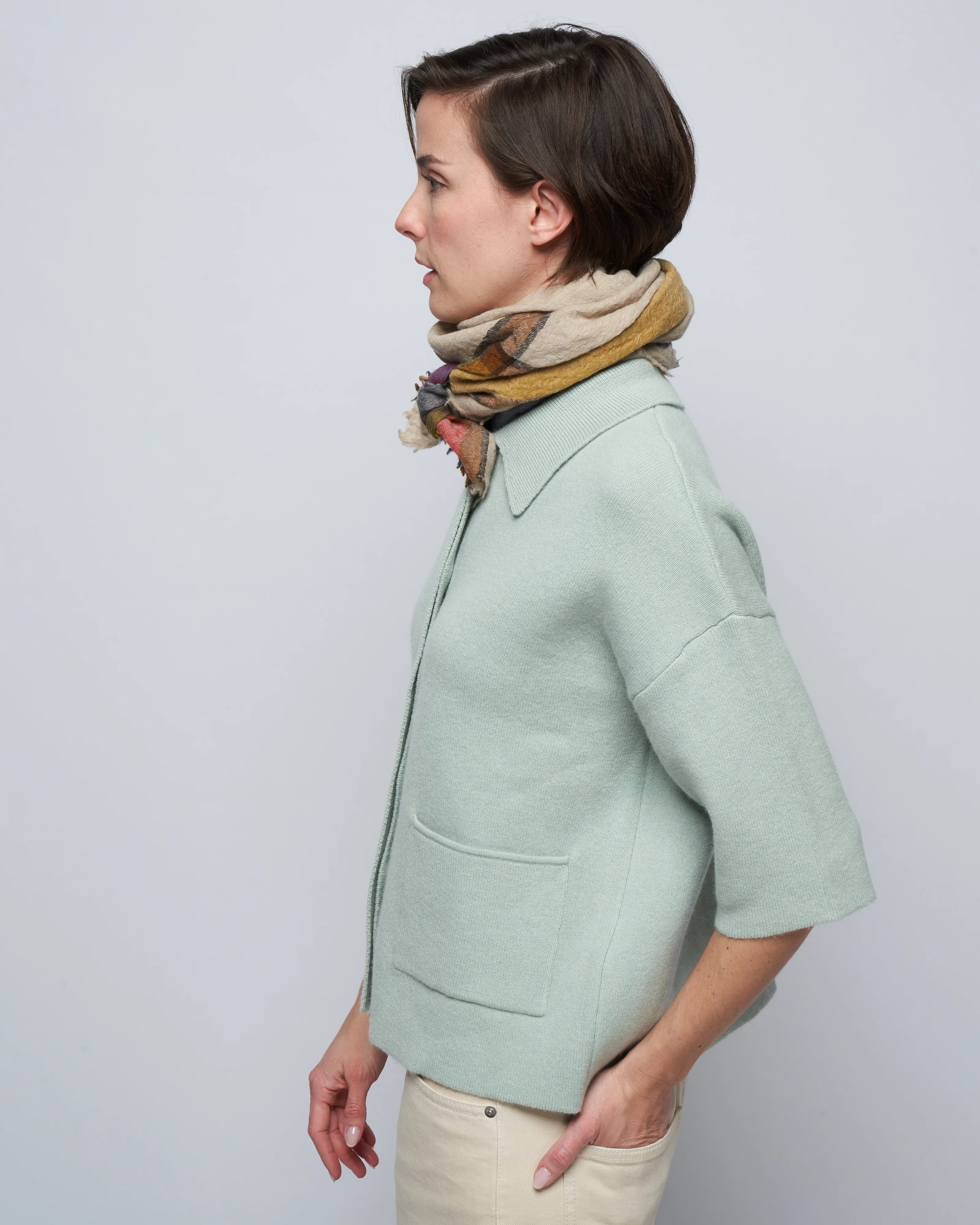 3/4 sleeve jacket - light grey green - Image 3