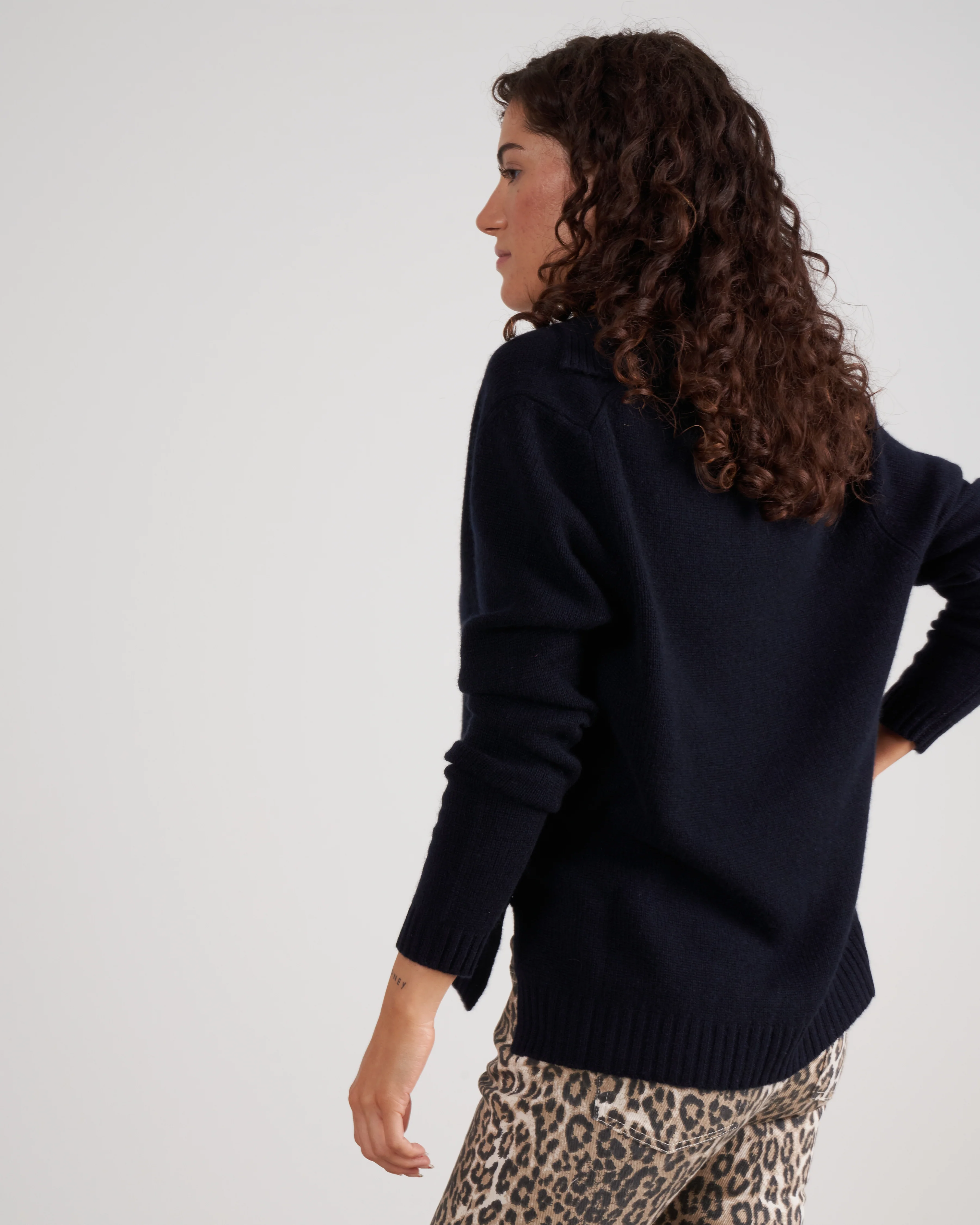 ballet wrap cashmere sweater - deep night - Image 3