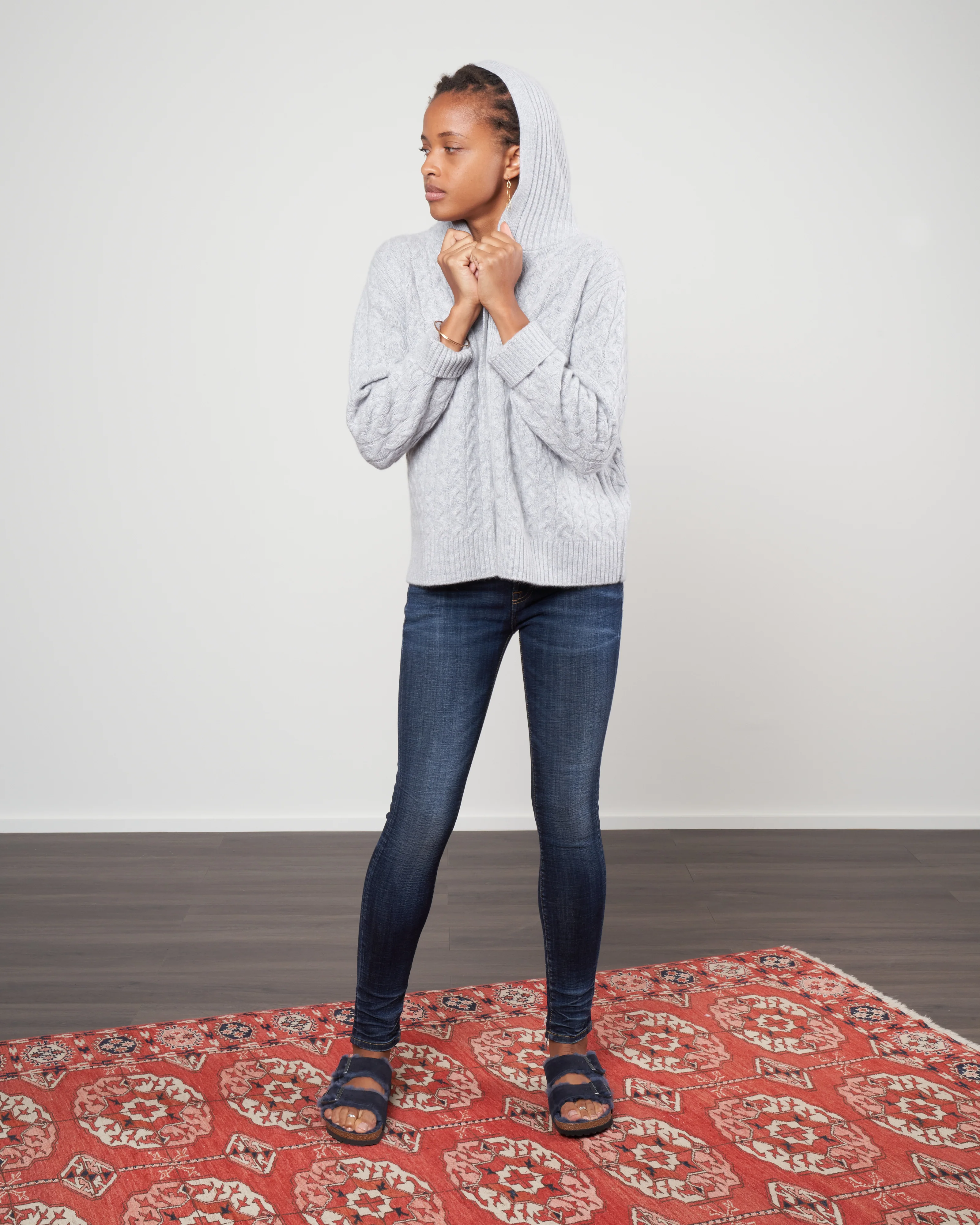 cable cardigan w/ hood - sterling - Image 3