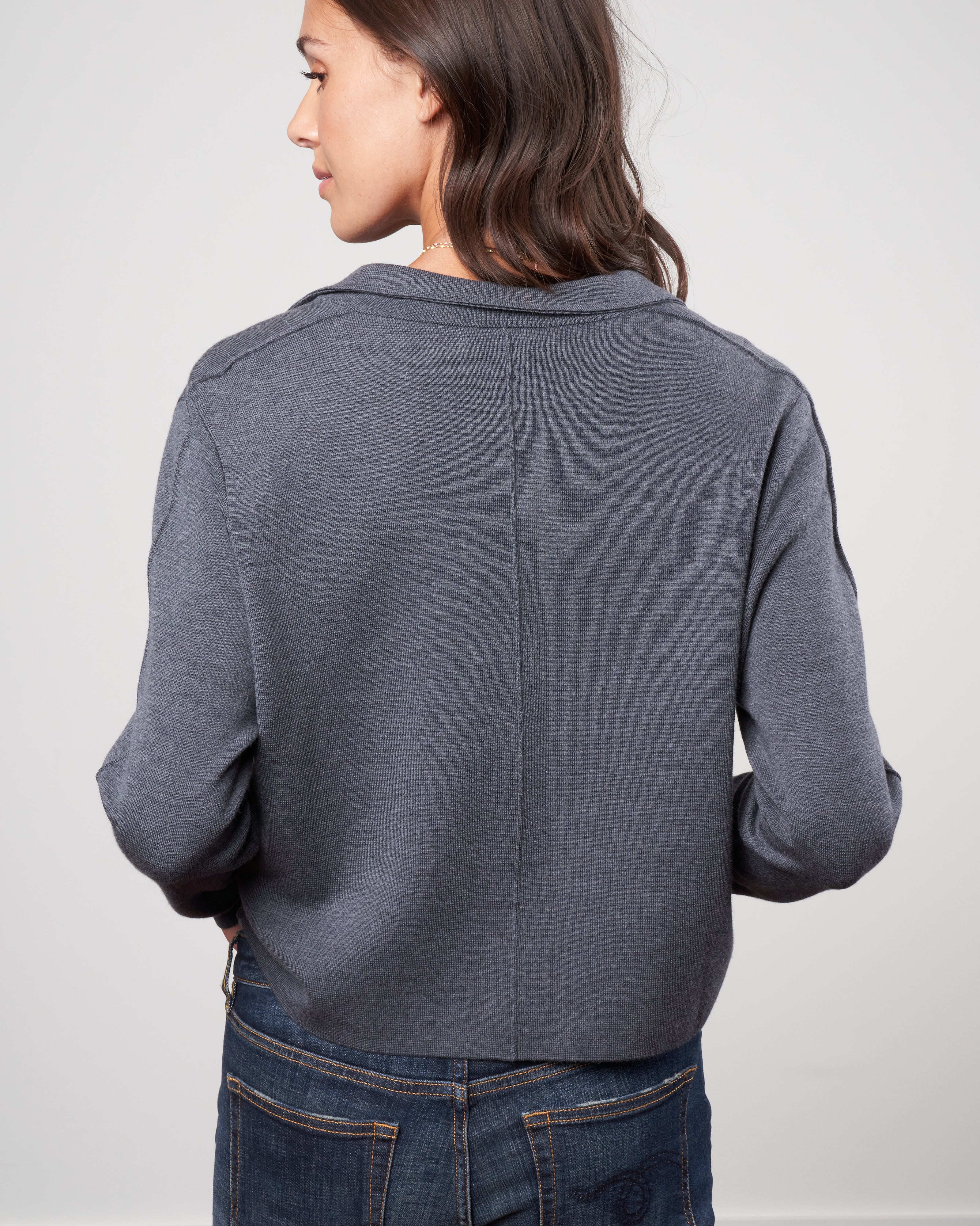 cropped cardigan - charcoal - Image 5