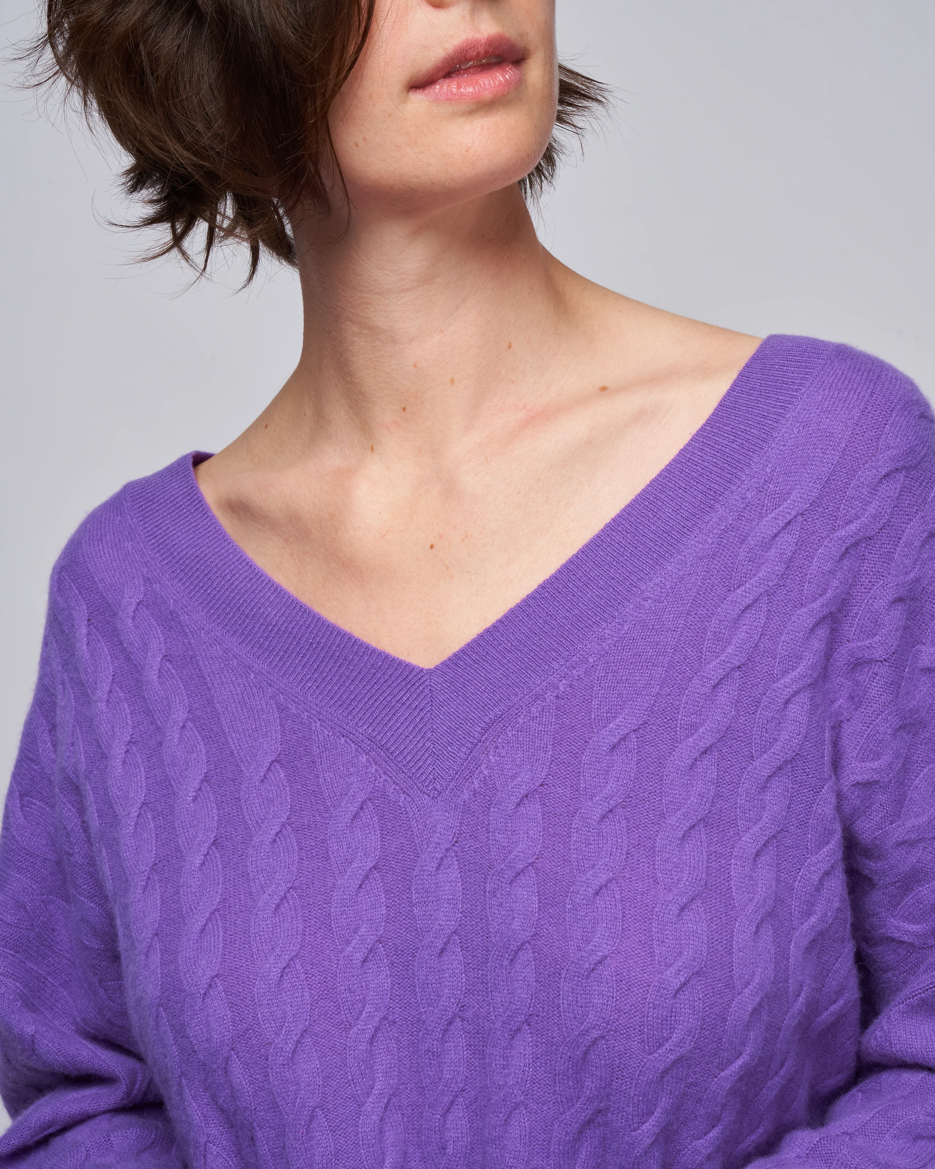 long sleeve v-sweater - purple - Image 5