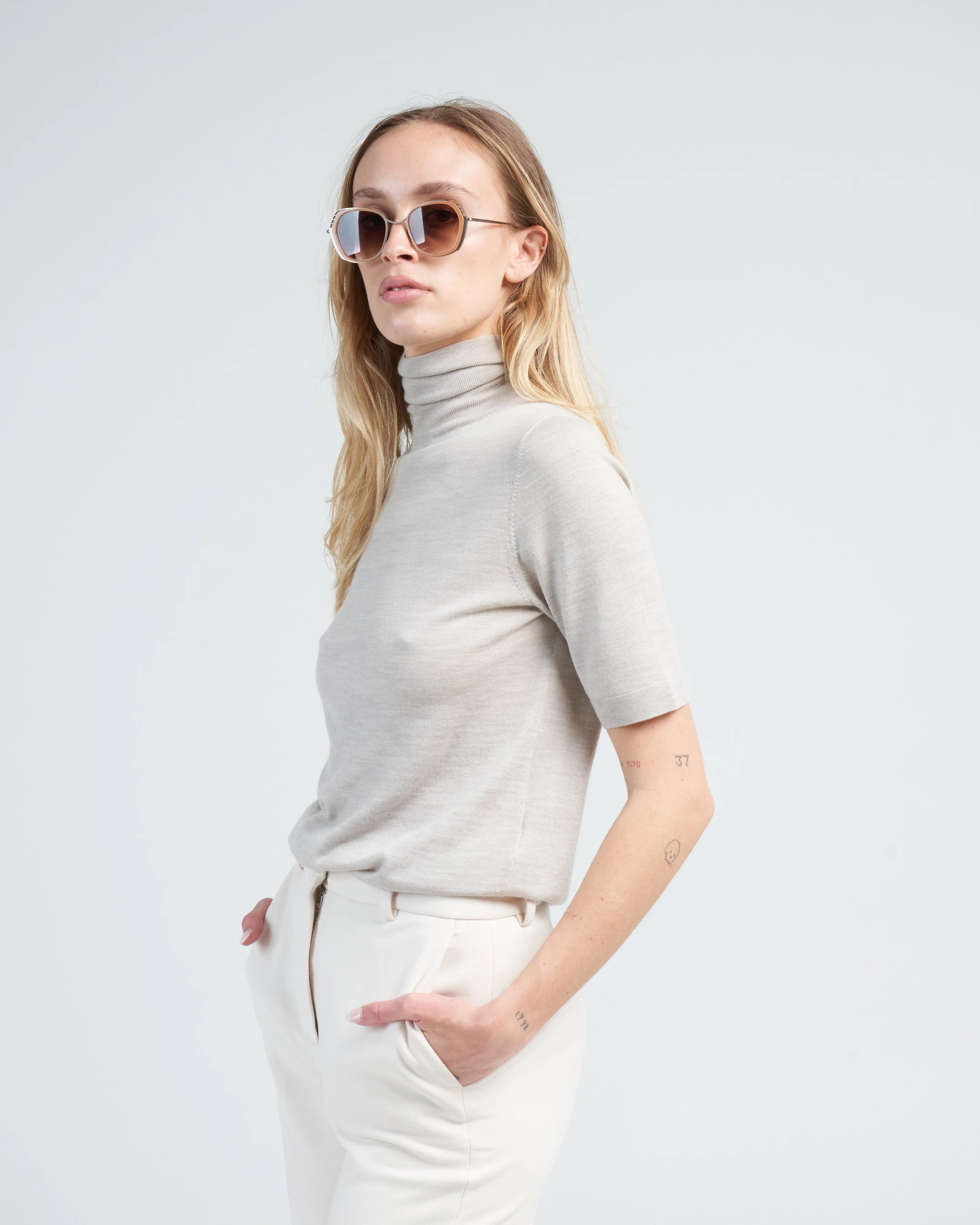 merino turtleneck elbow sleeve sweater - Image 3