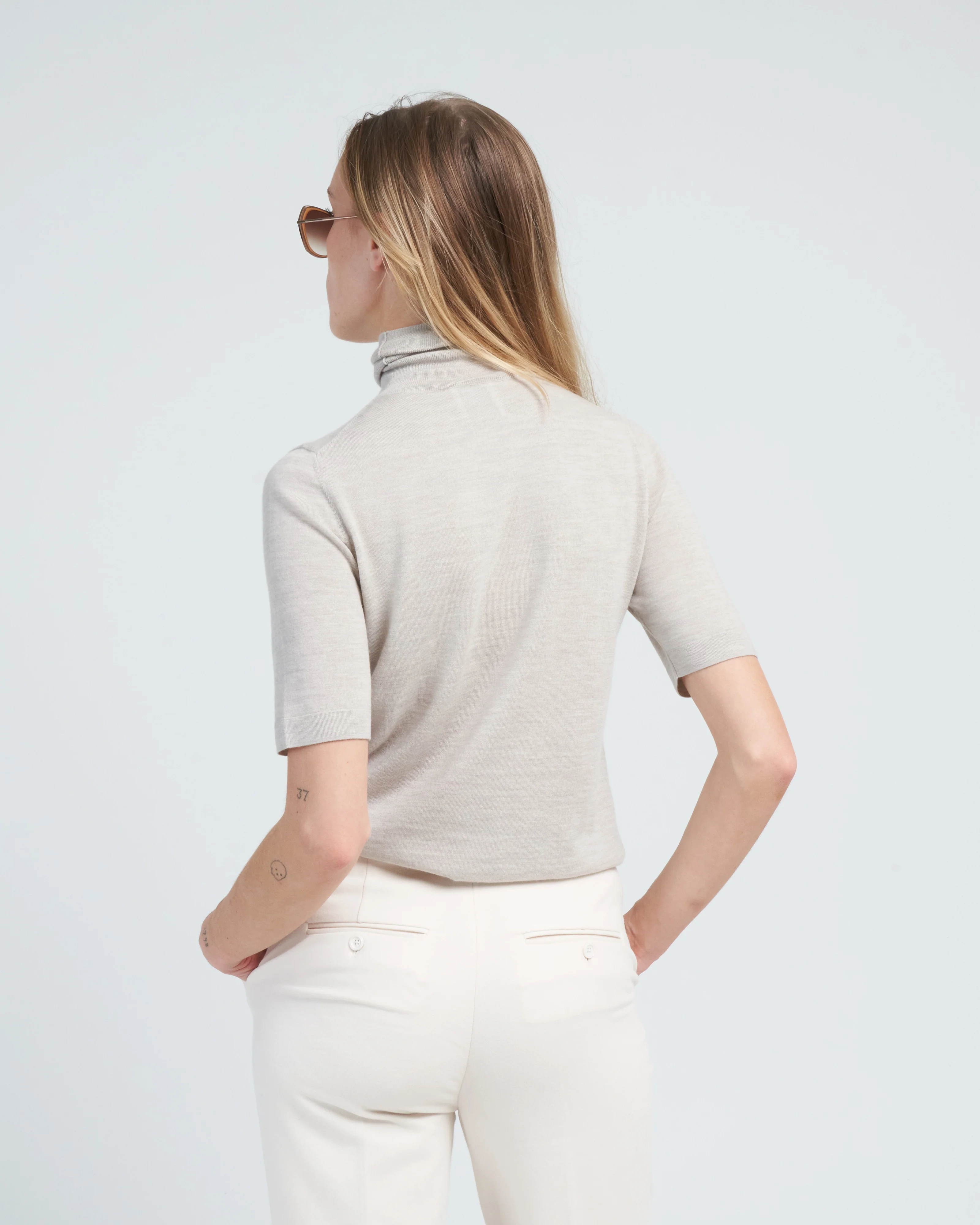merino turtleneck elbow sleeve sweater - Image 4