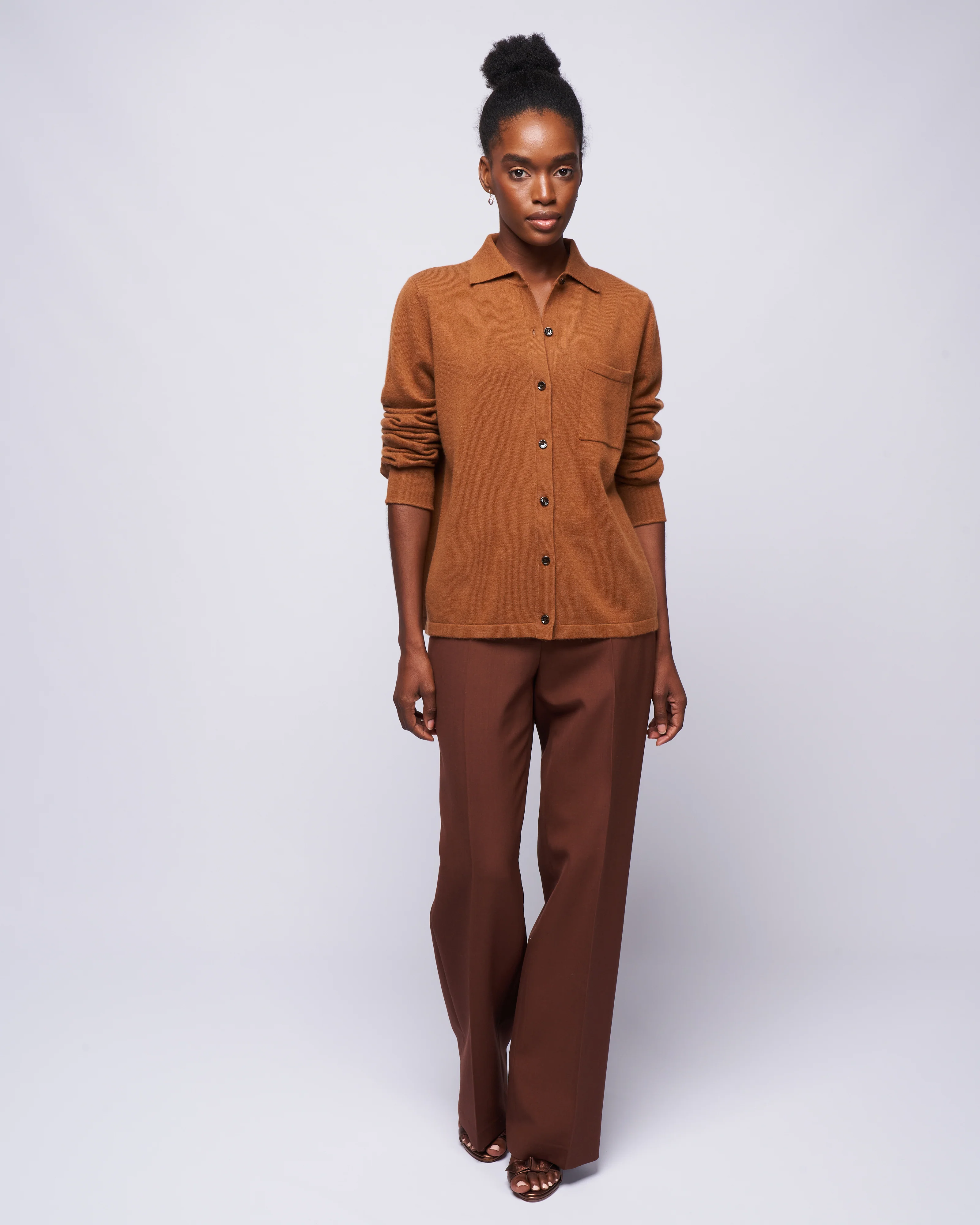 polo cardigan - pecan - Image 2