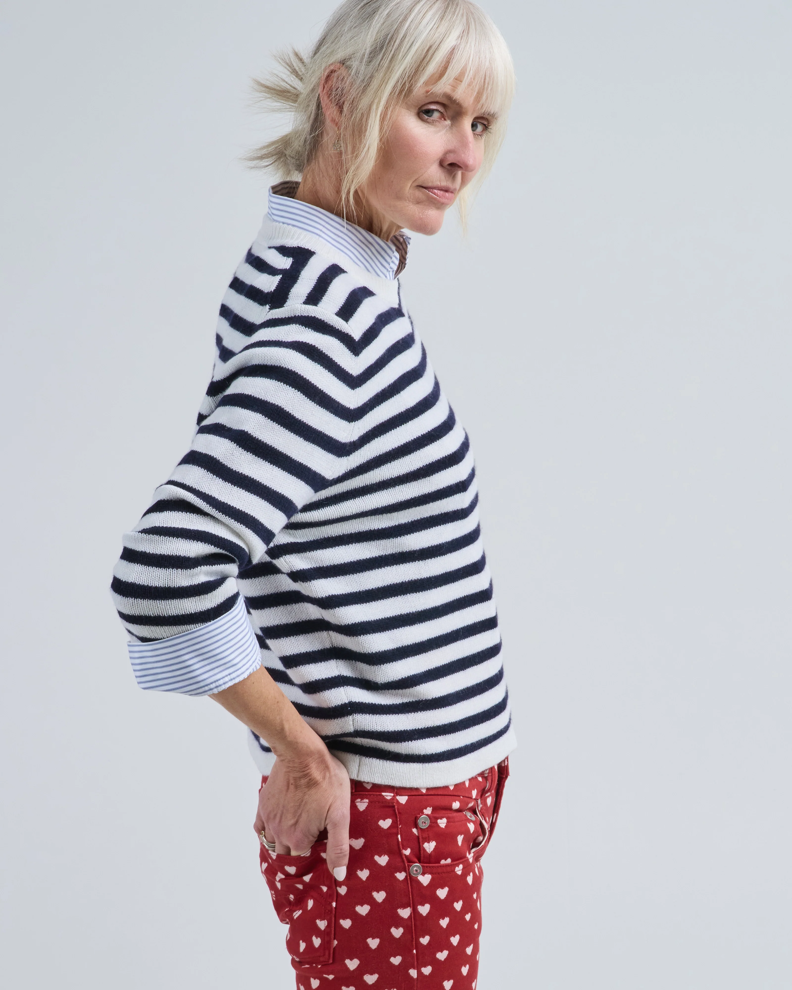 rd long sleeve crew neck striped sweater - Image 3