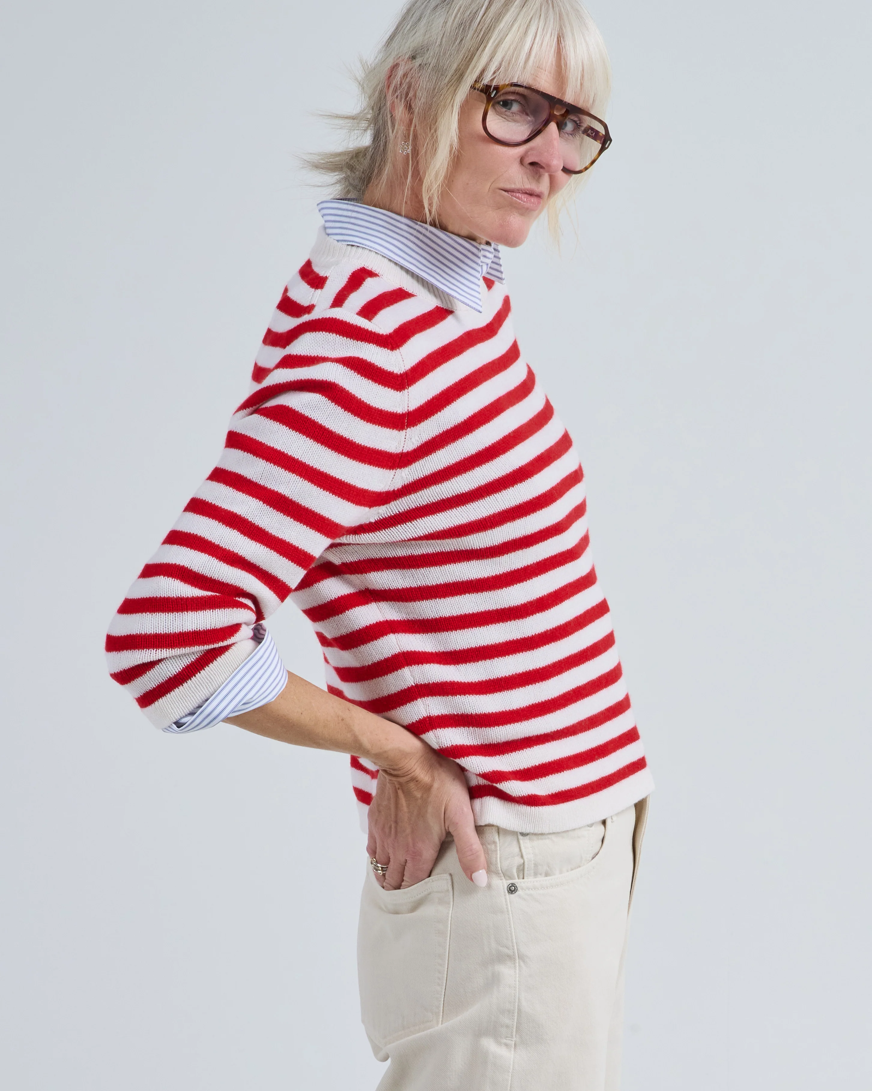 rd long sleeve crew neck striped sweater - Image 2