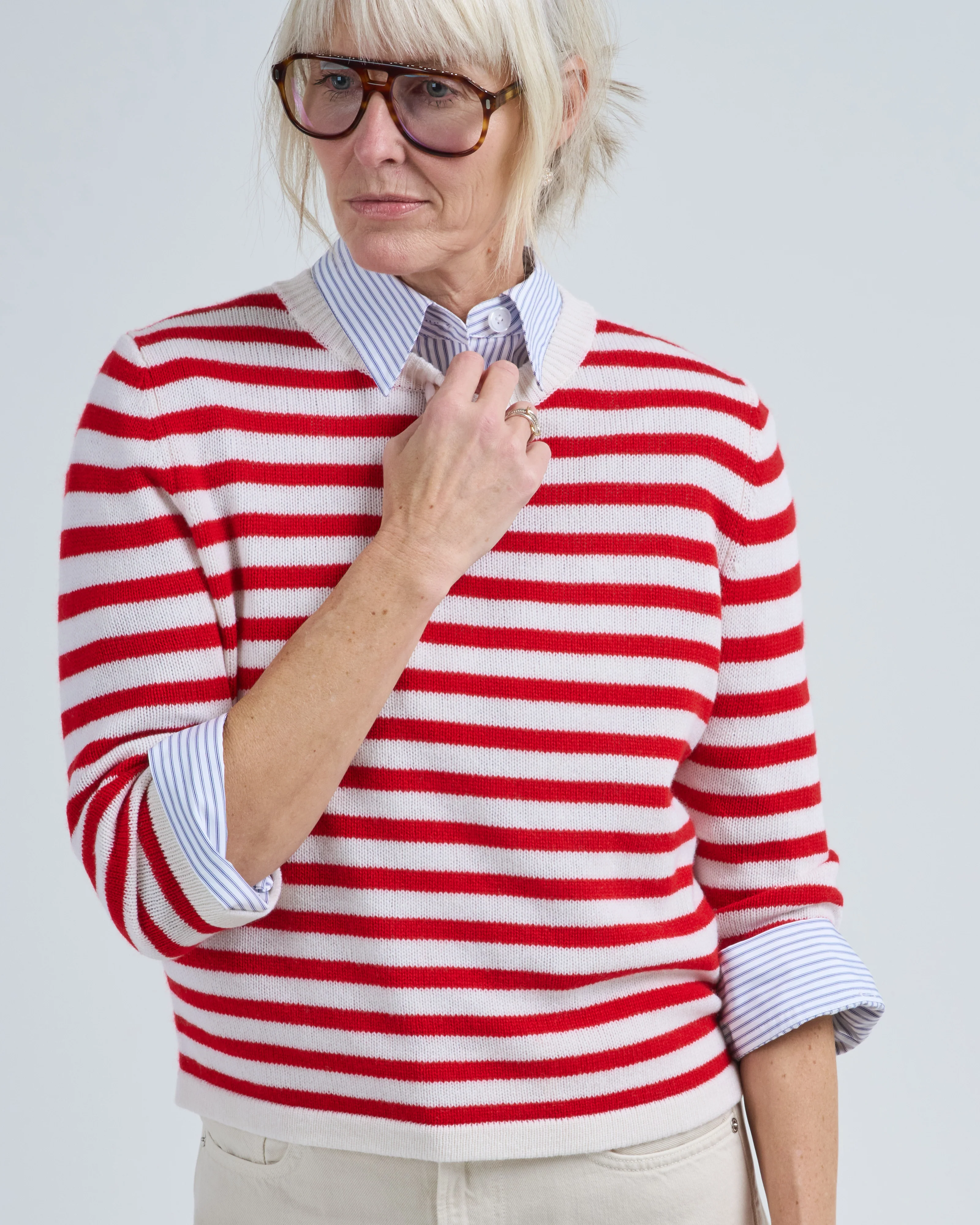 rd long sleeve crew neck striped sweater - Image 4