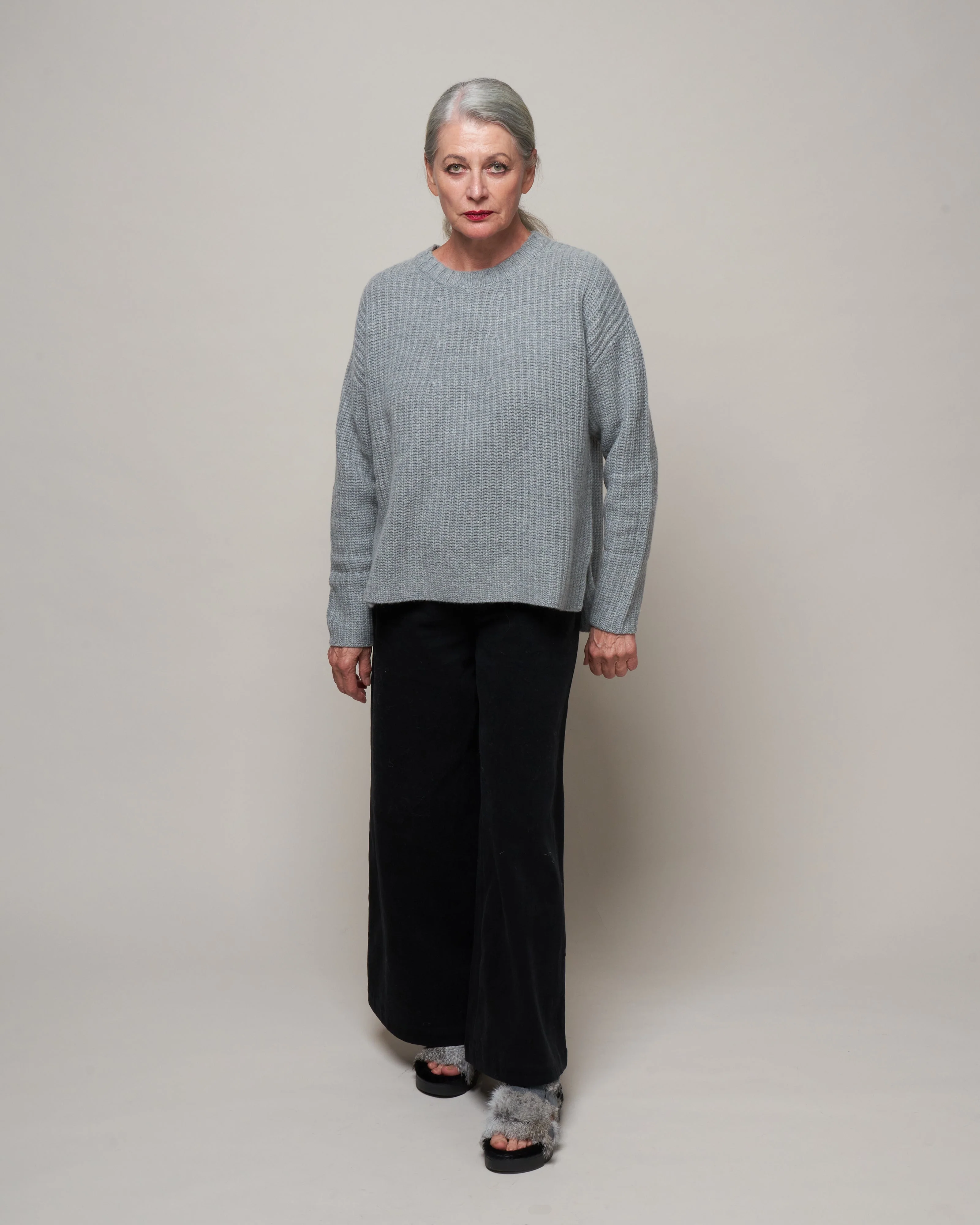 ribbed crewneck sweater - heather - Image 2