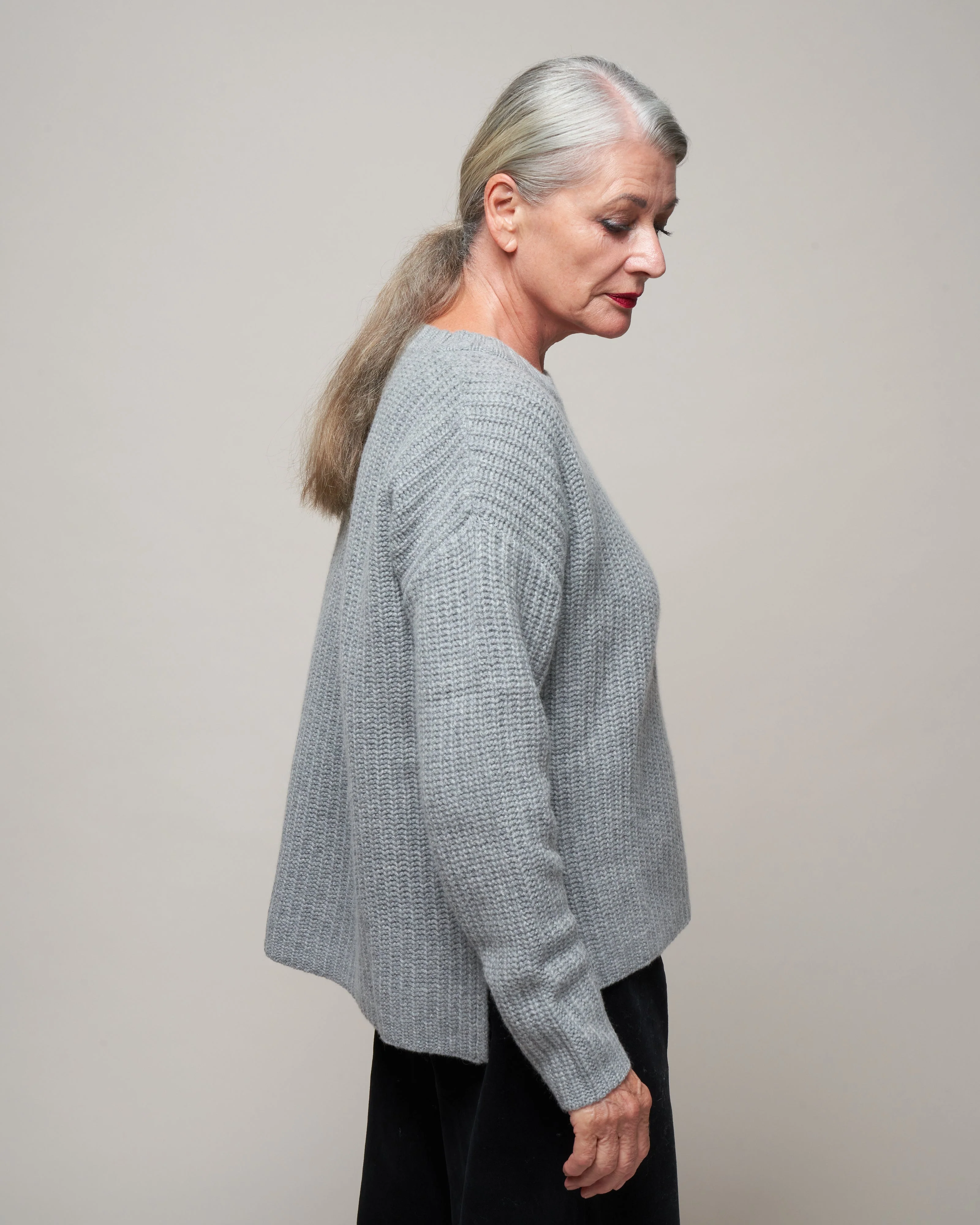 ribbed crewneck sweater - heather - Image 3