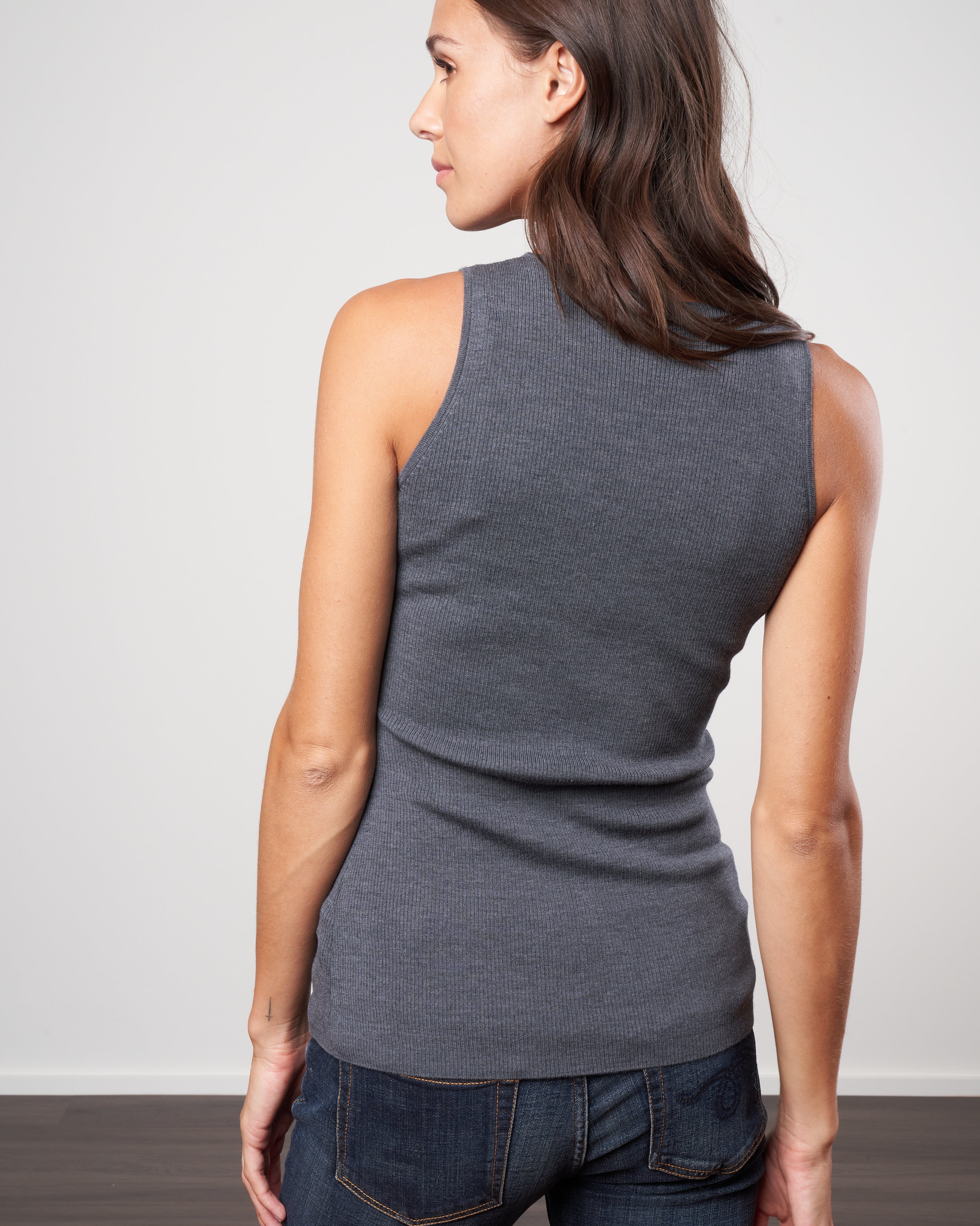 ribbed tank - charcoal - Image 3