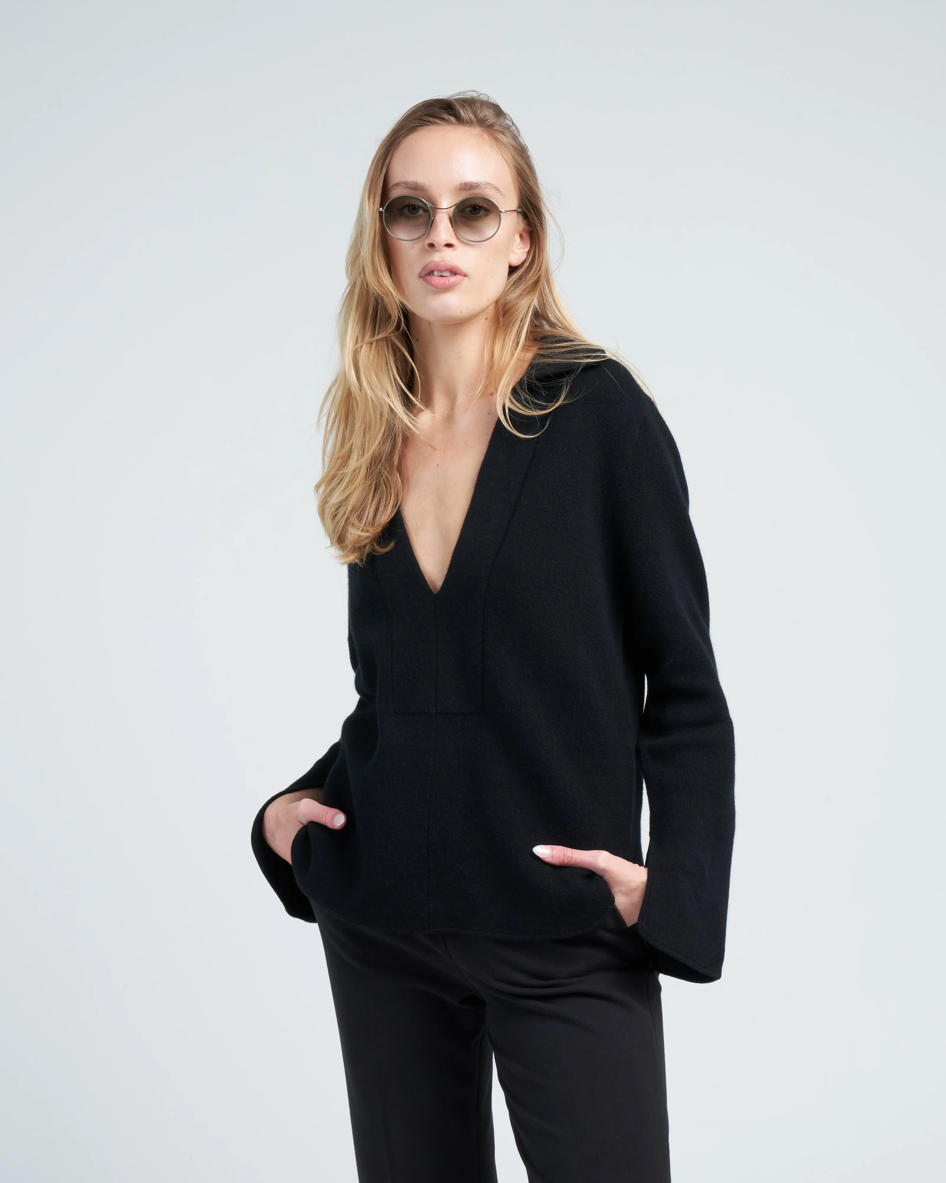 serafino deep-v polo sweater