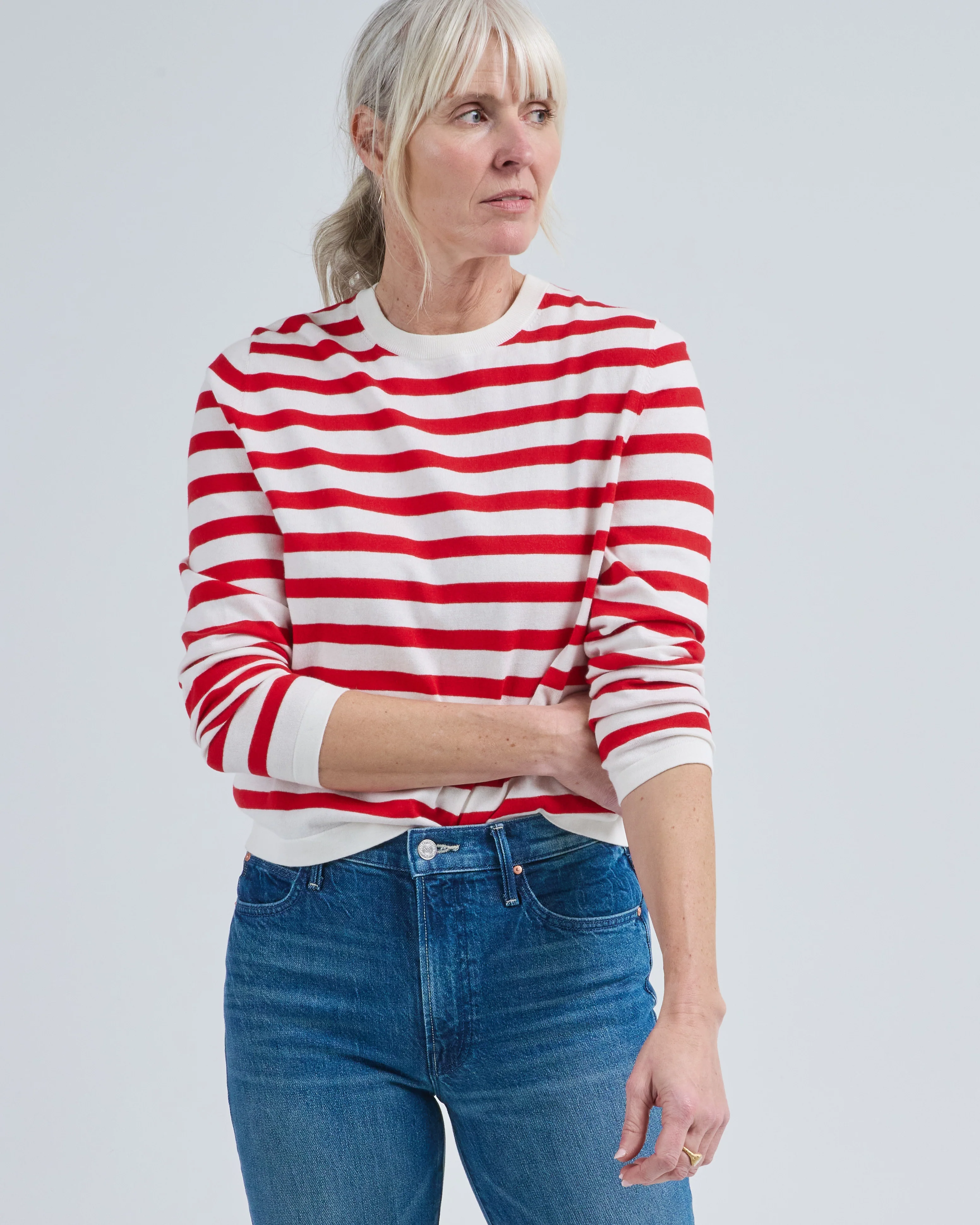 striped long sleeve rd sweater