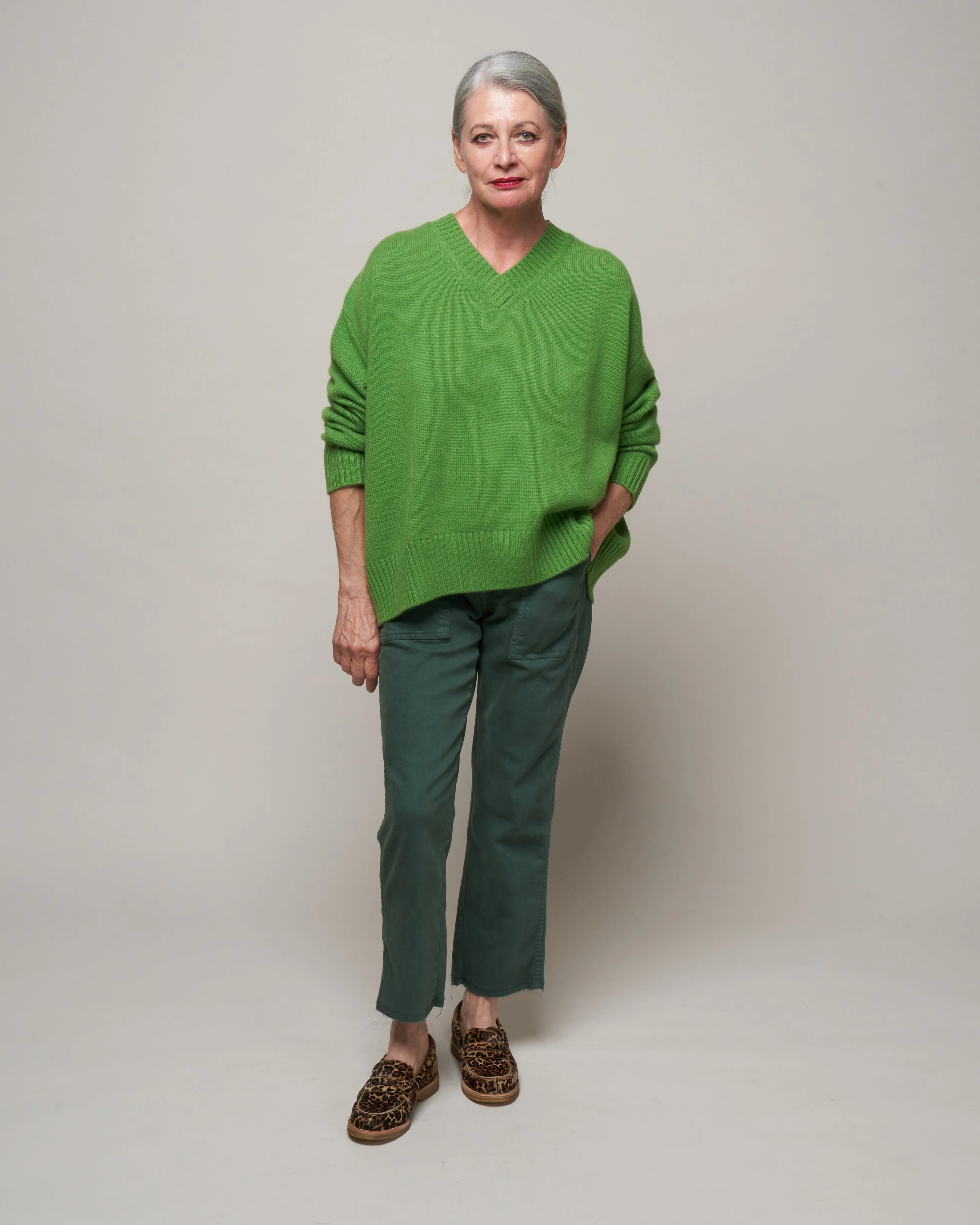 v-neck sweater - basil - Image 2