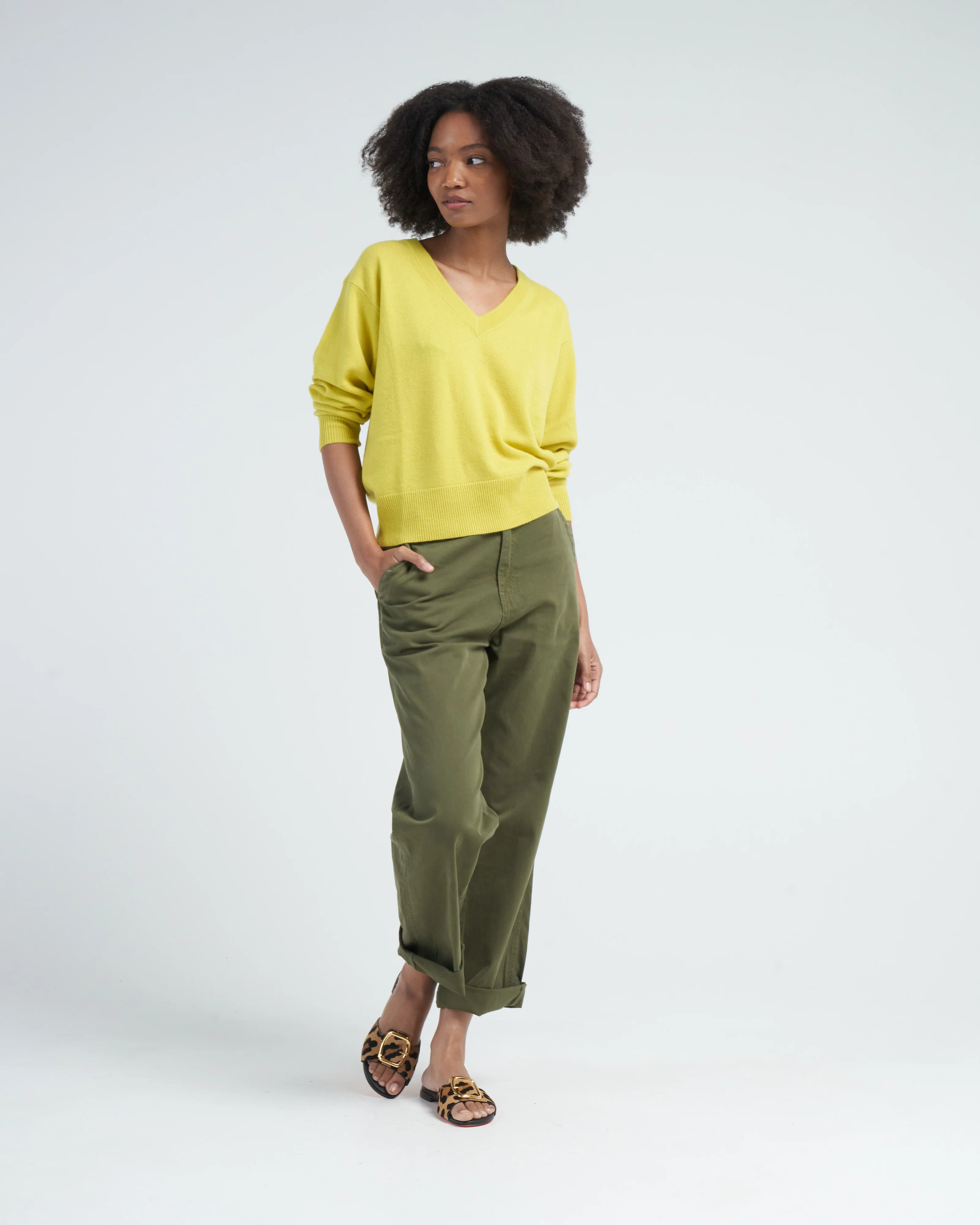 v-neck sweater - citron - Image 2