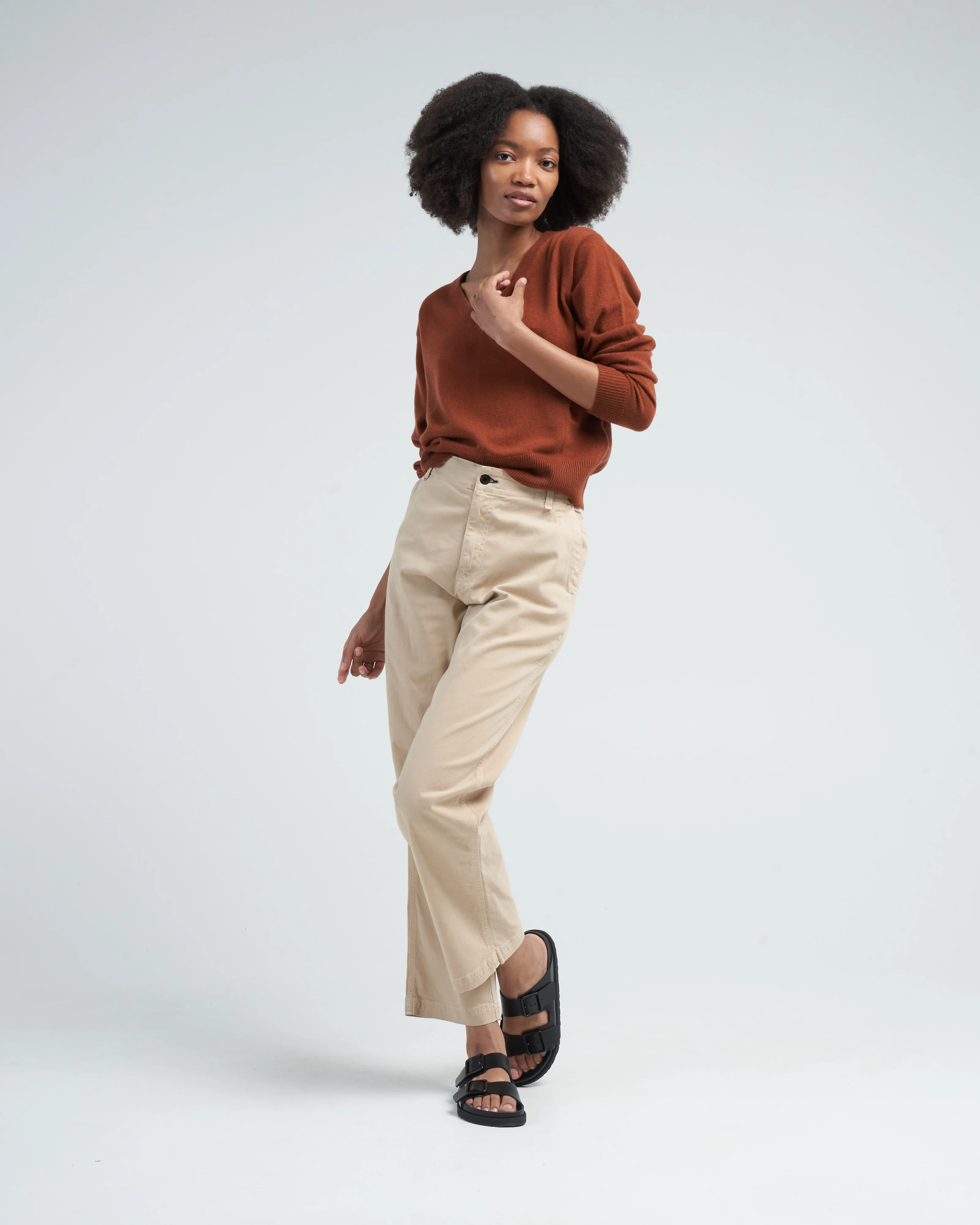 v-neck sweater - cumin - Image 2
