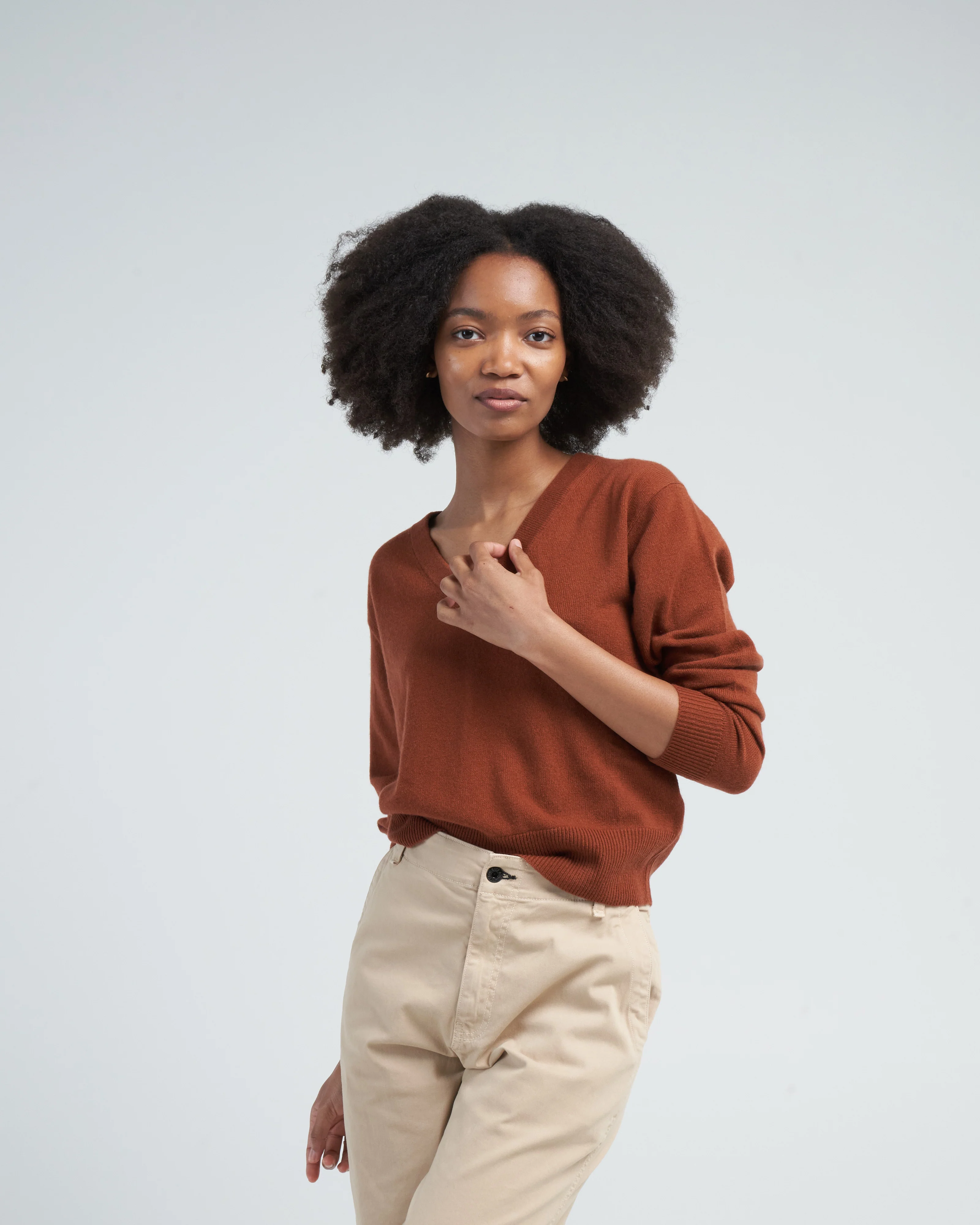 v-neck sweater - cumin - Image 3