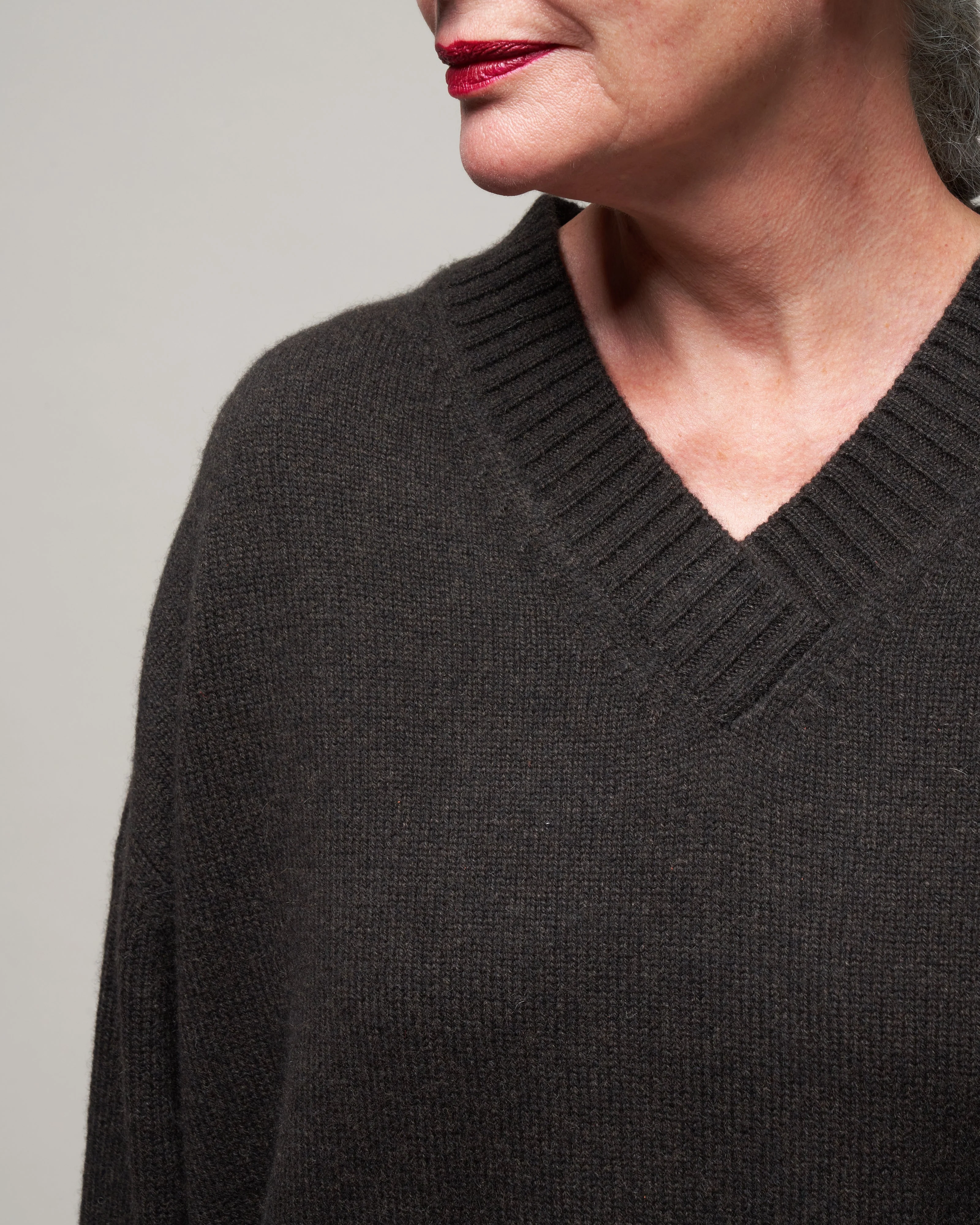 v-neck sweater - licorice - Image 5