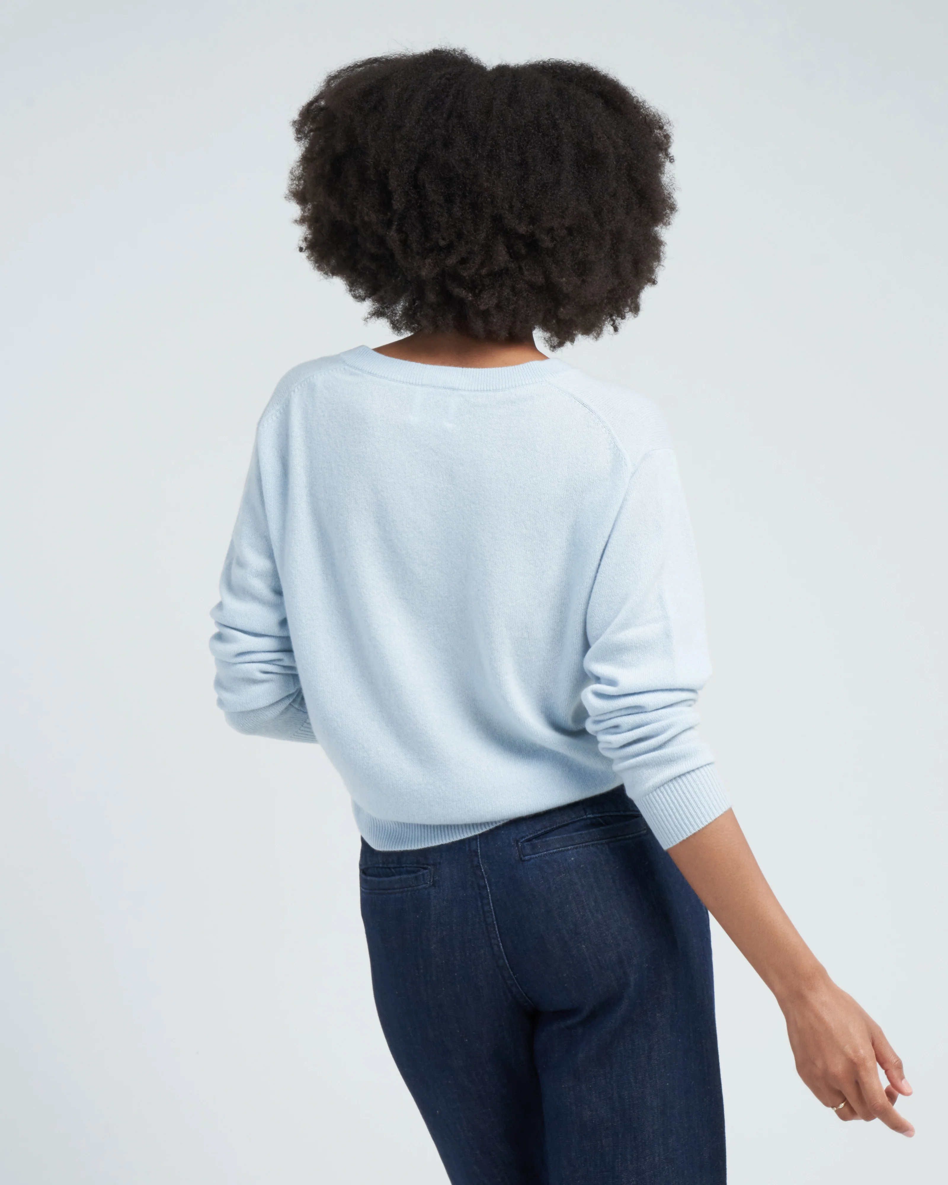 v-neck sweater - pale blue - Image 5