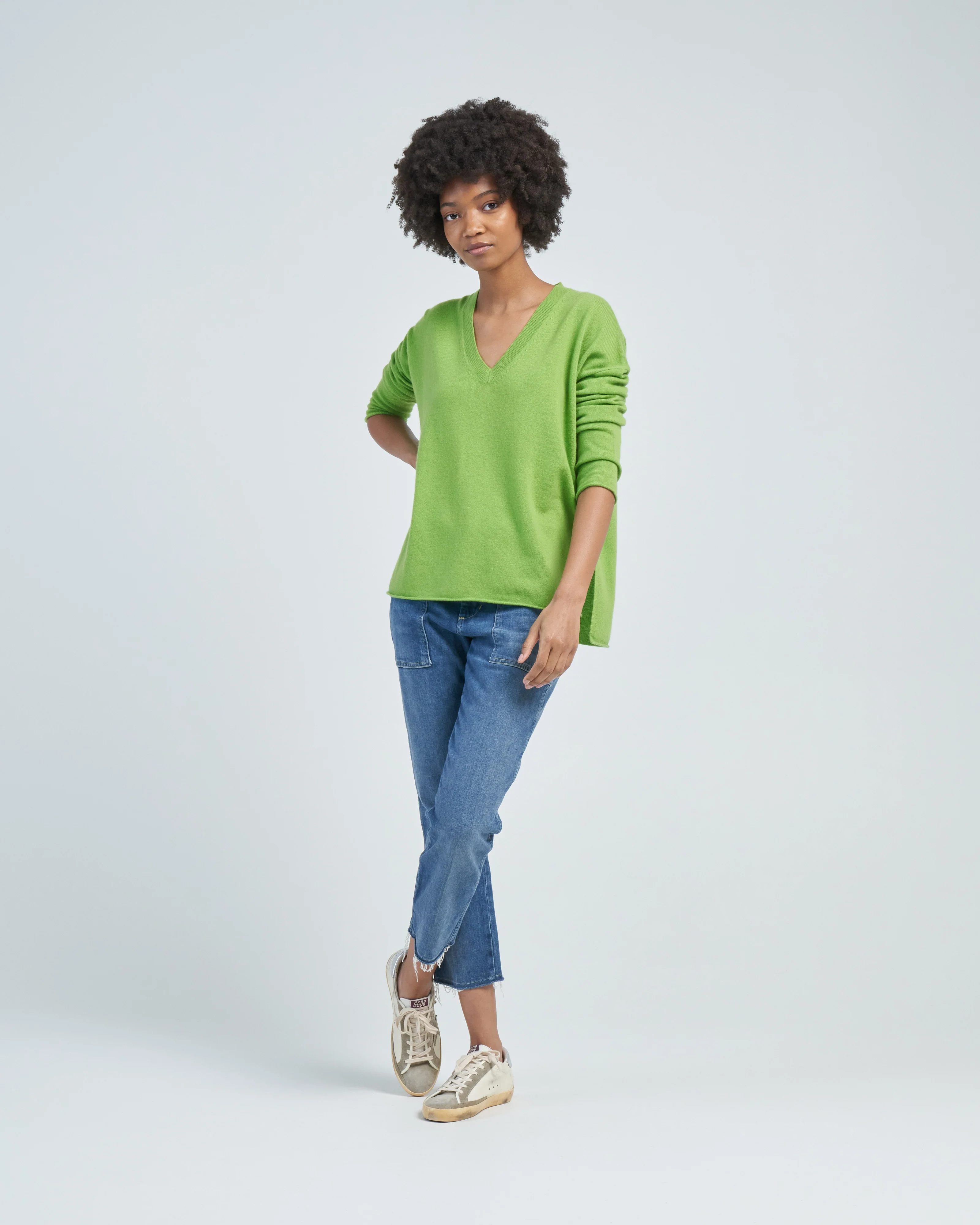 vneck sweater raw hem