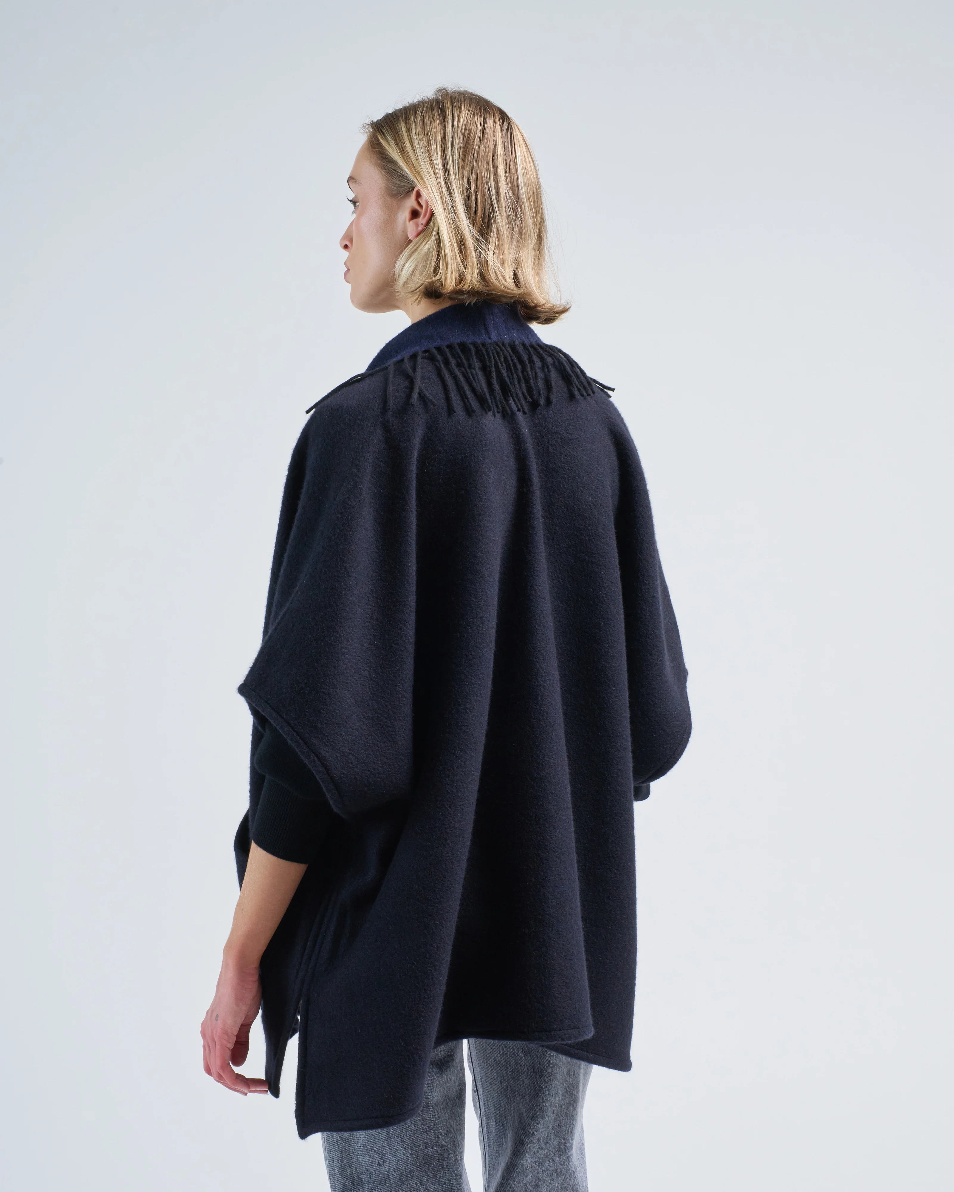 double cashmere cardigan with fringe - Image 4