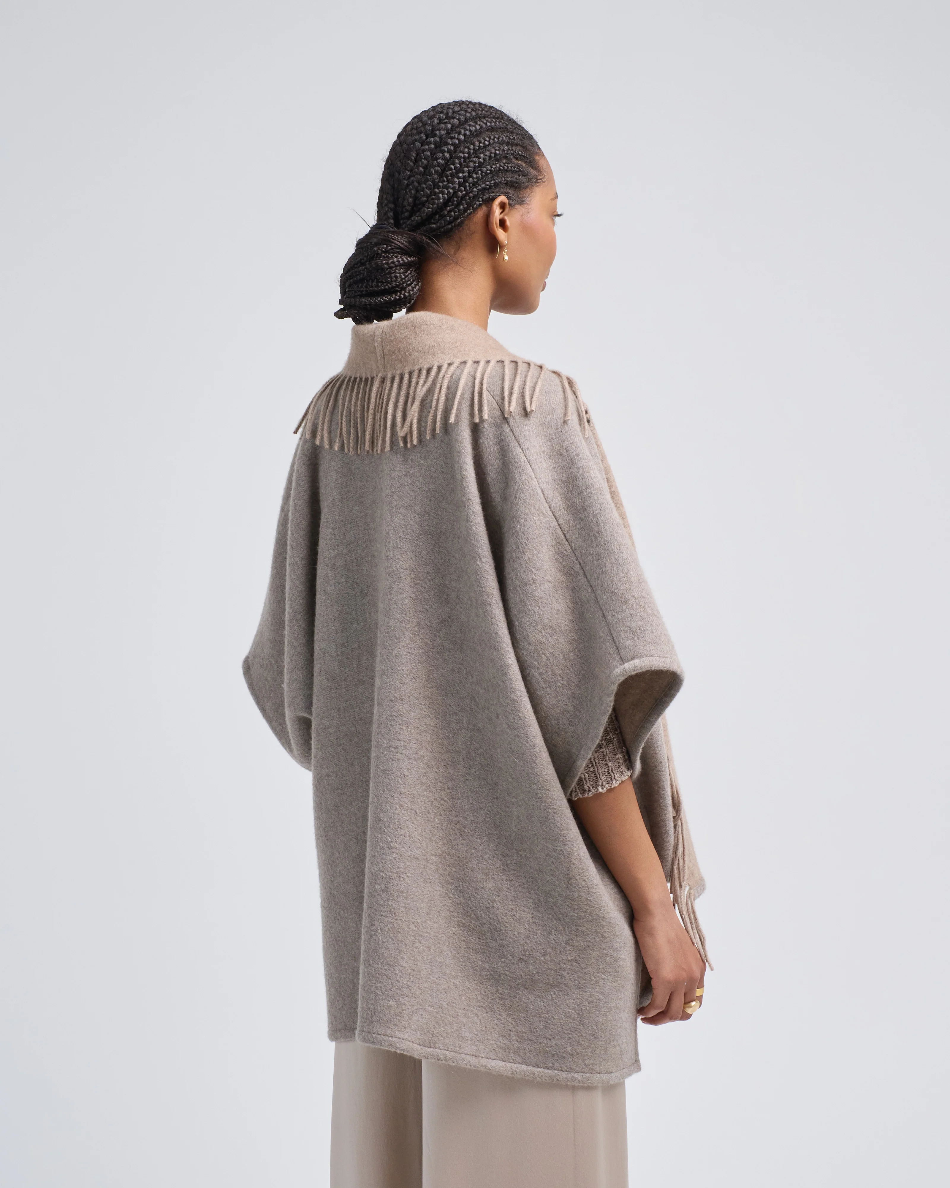 double cashmere cardigan with fringe - Image 4