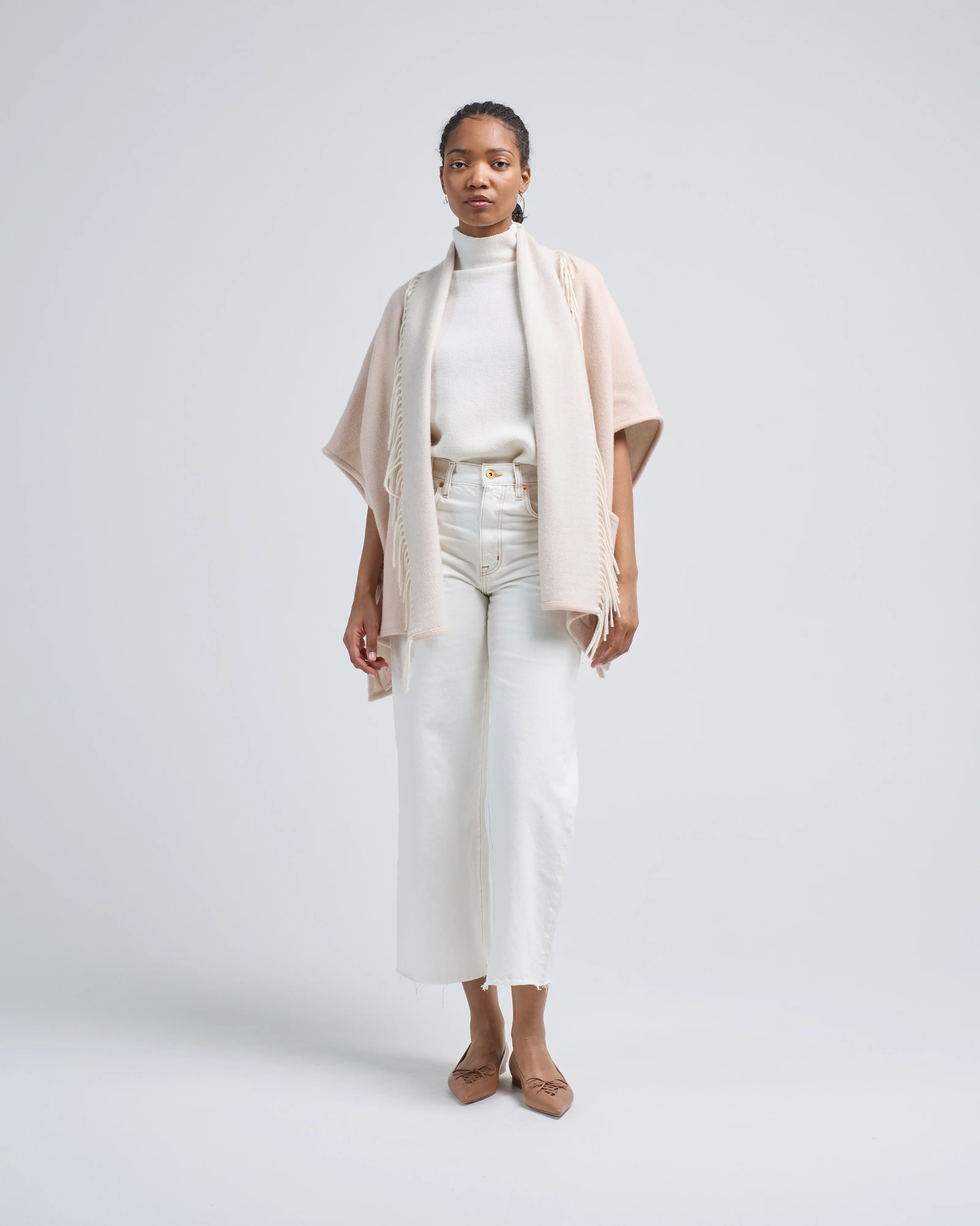 double cashmere cardigan with fringe - Image 2