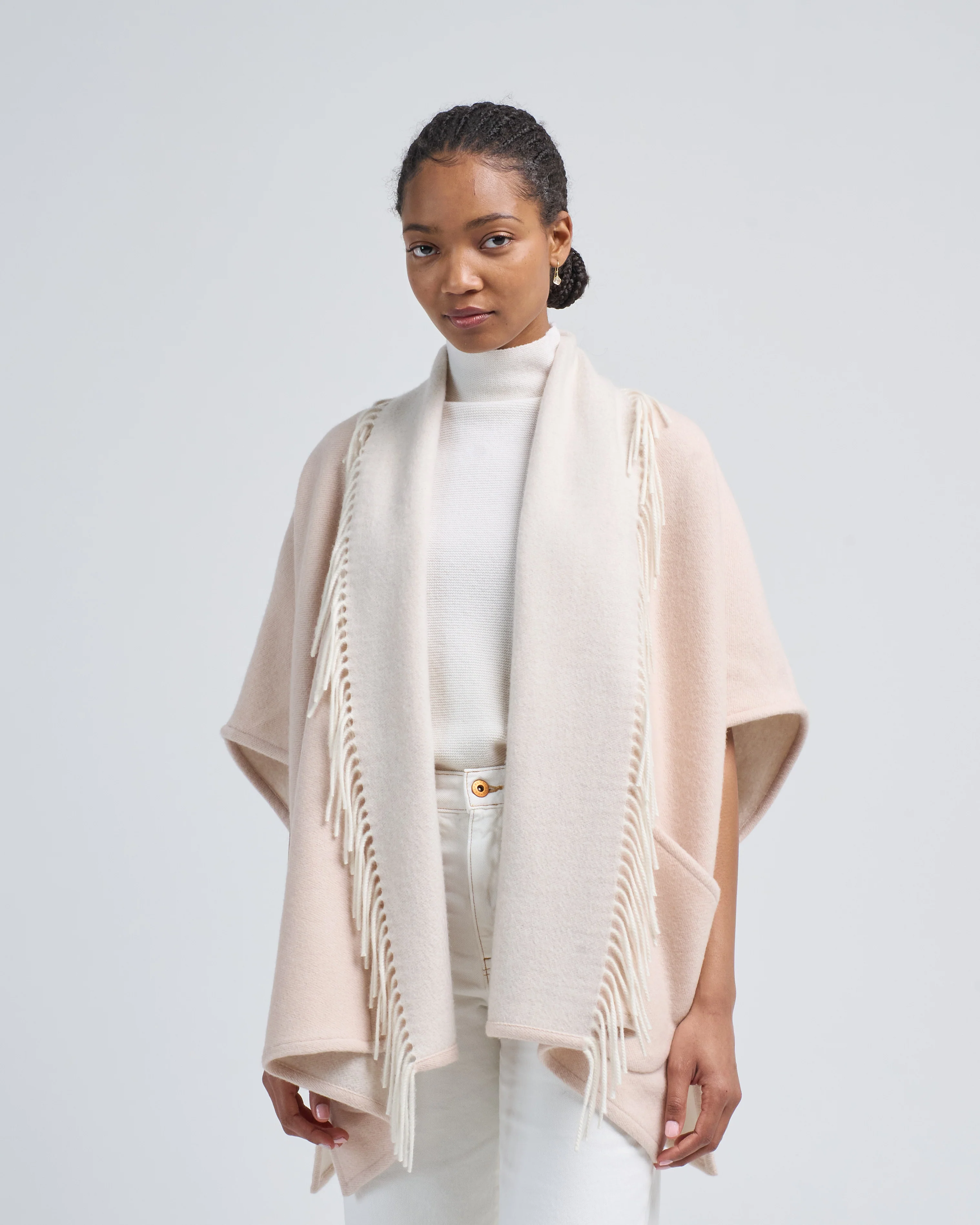 double cashmere cardigan with fringe - Image 3
