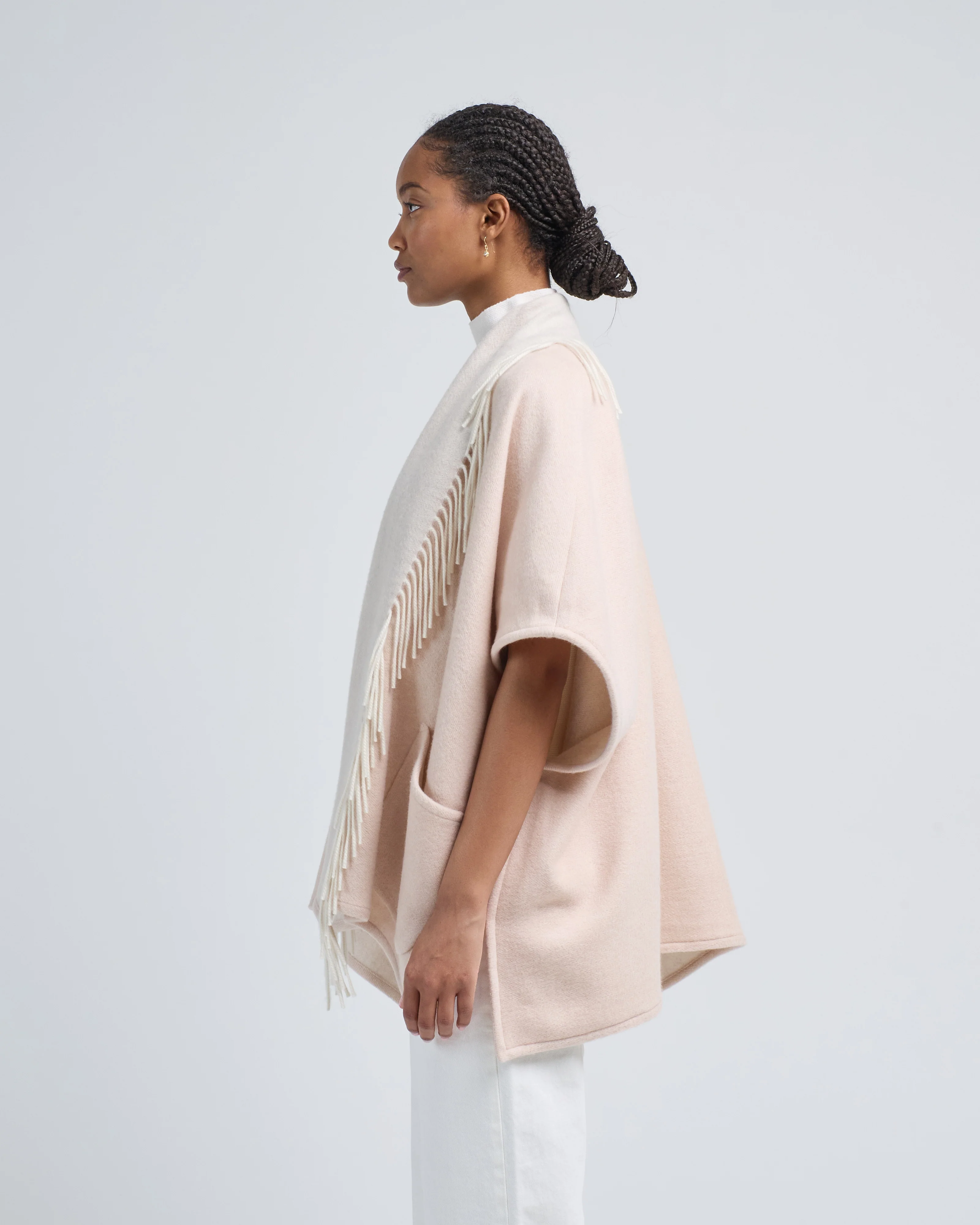 double cashmere cardigan with fringe - Image 4