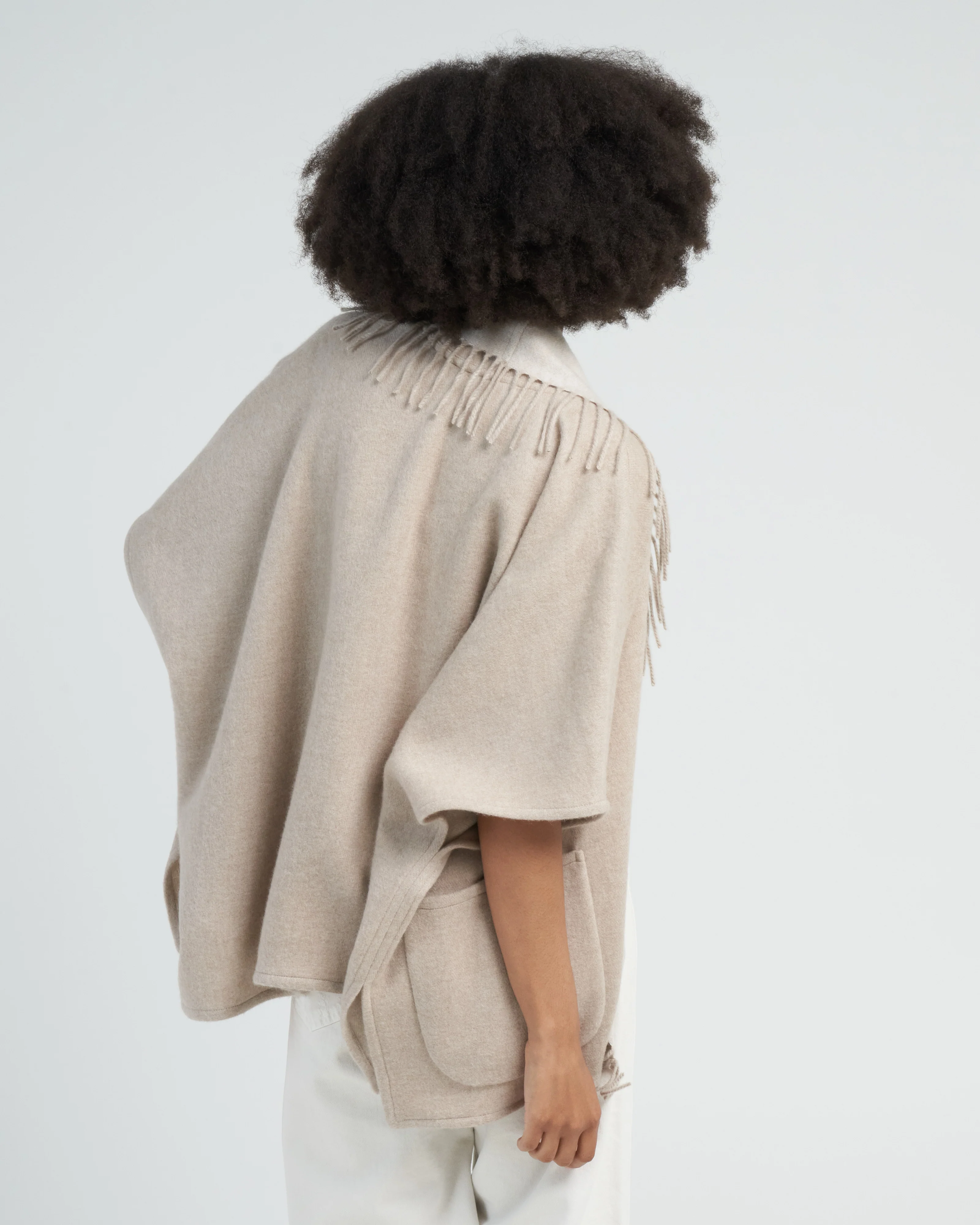 ledor poncho with fringe - beige - Image 4