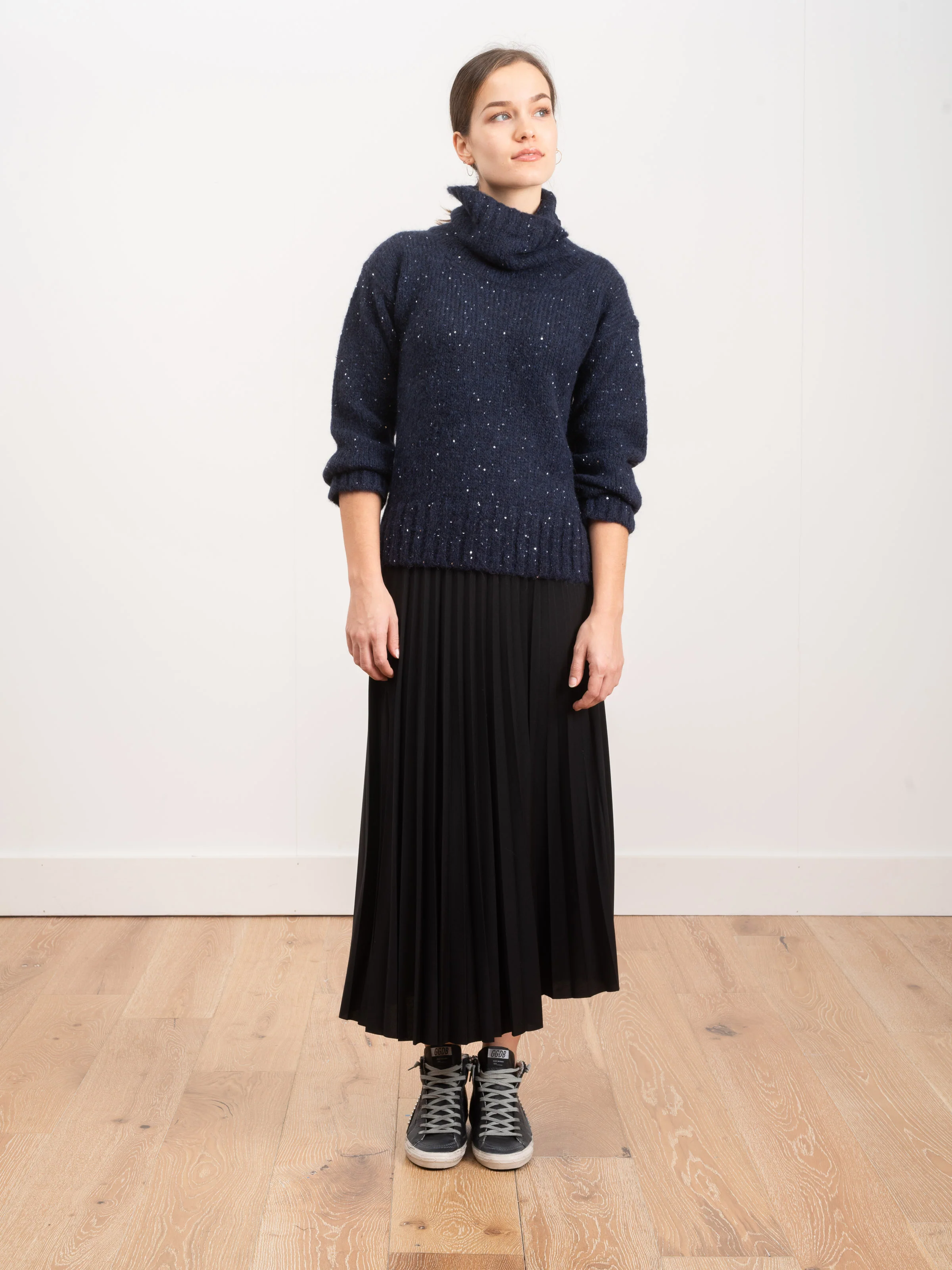 sequin turtleneck - navy