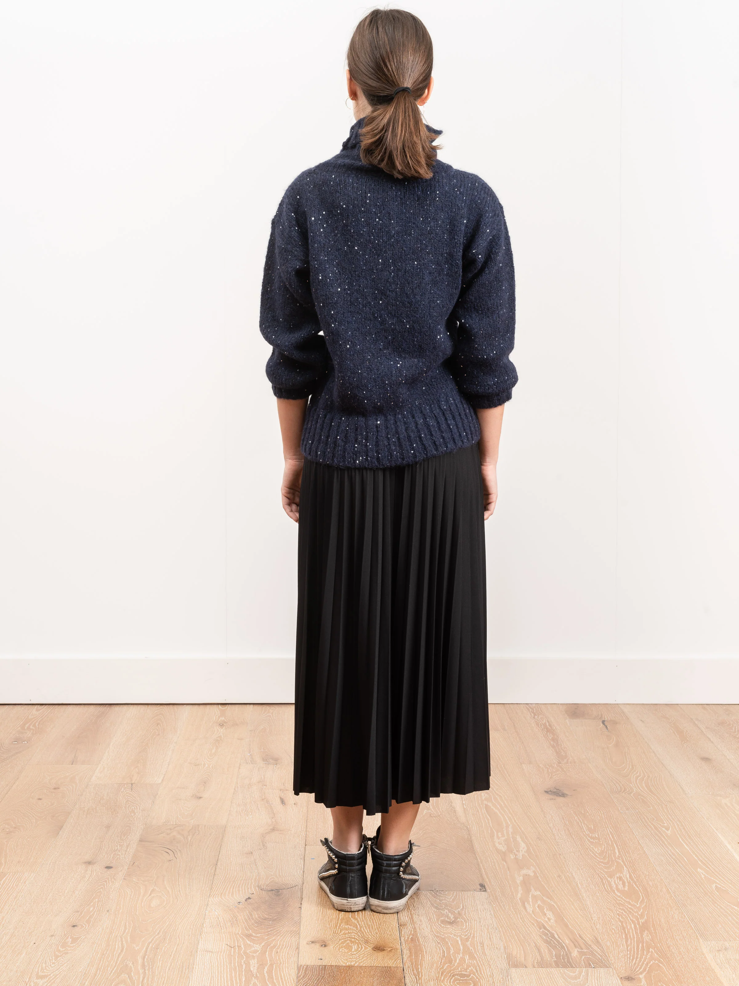 sequin turtleneck - navy - Image 3