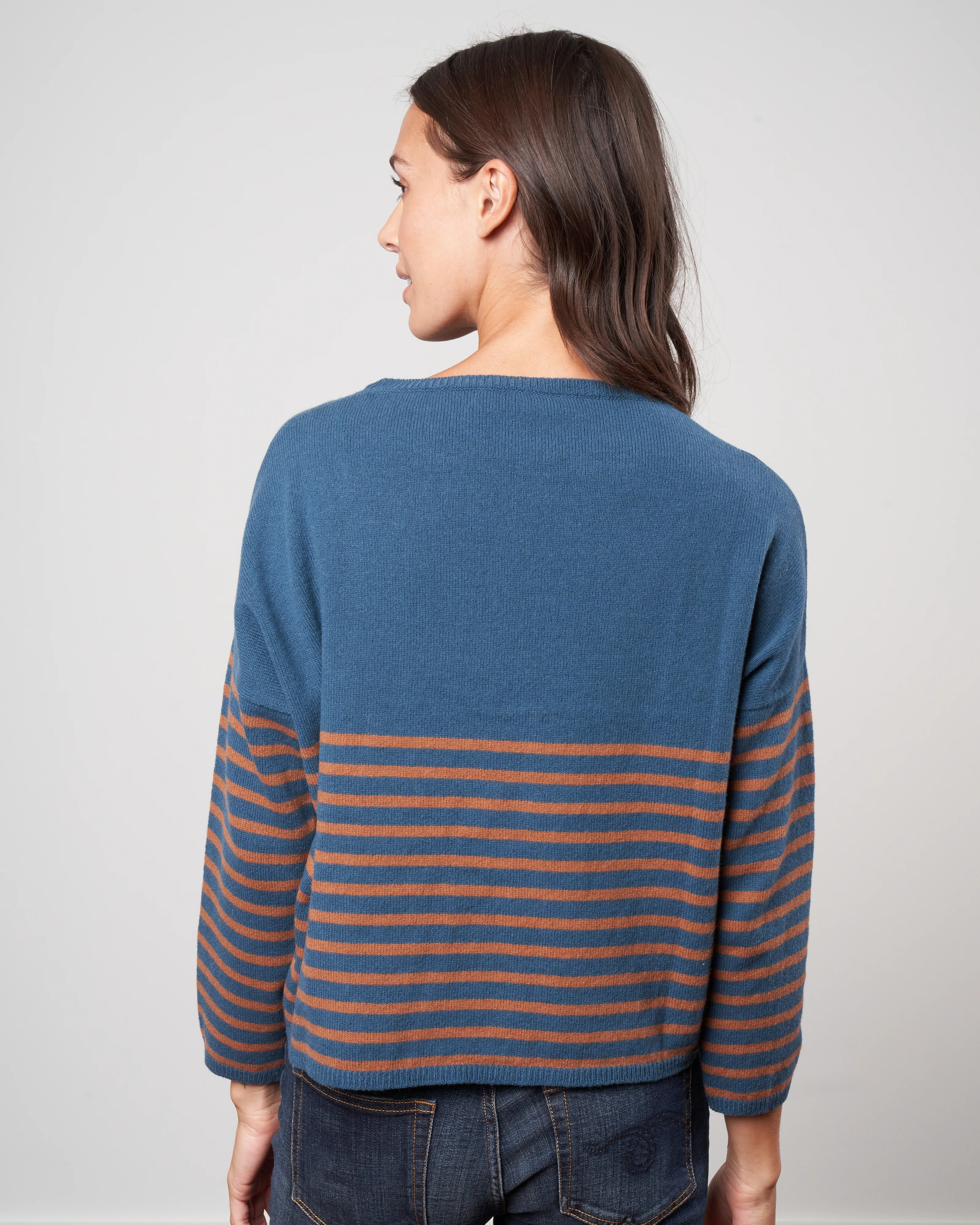 stripes sweater - camel / teal blue - Image 3