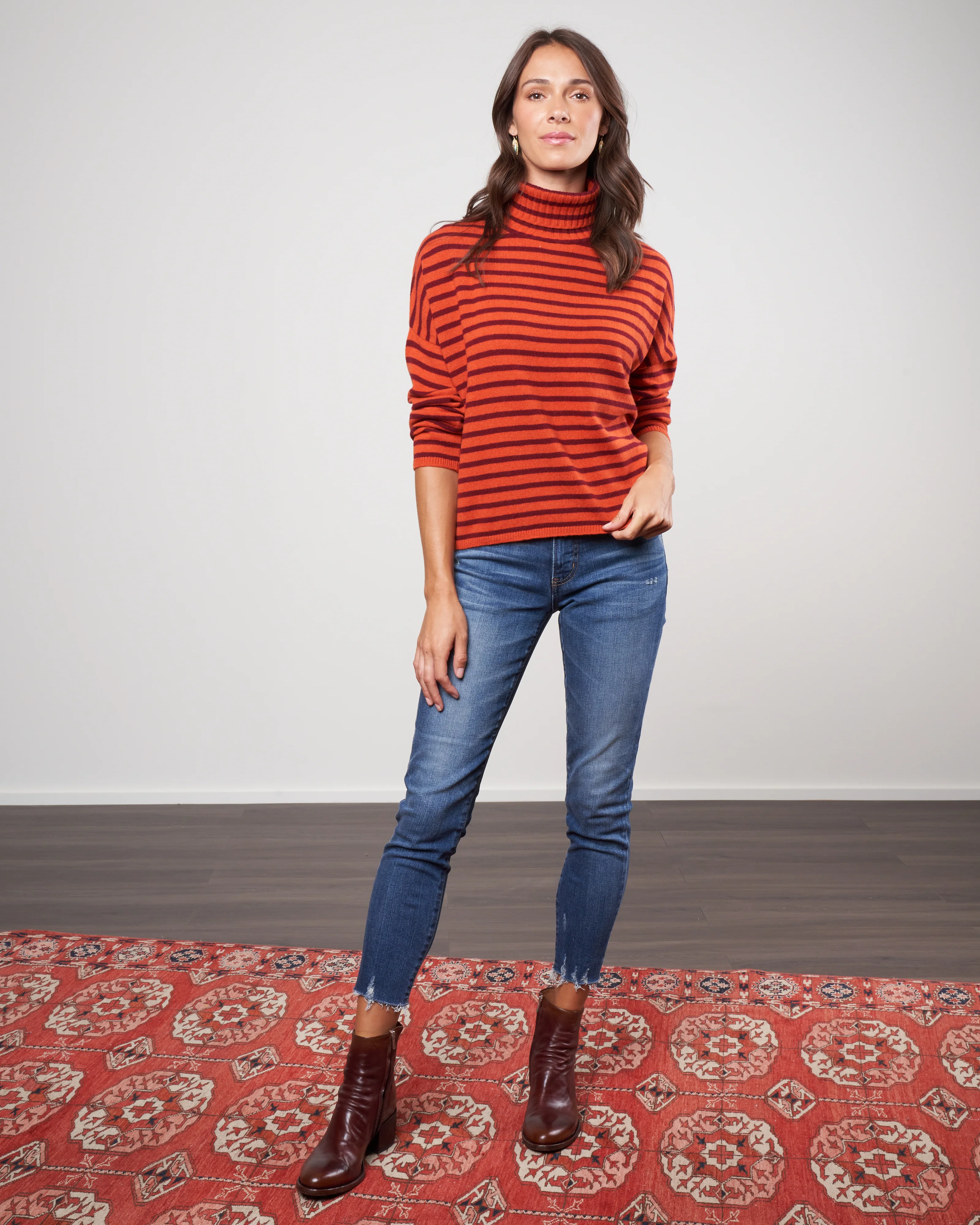 stripes foxy sweater - orange / dark pink - Image 2