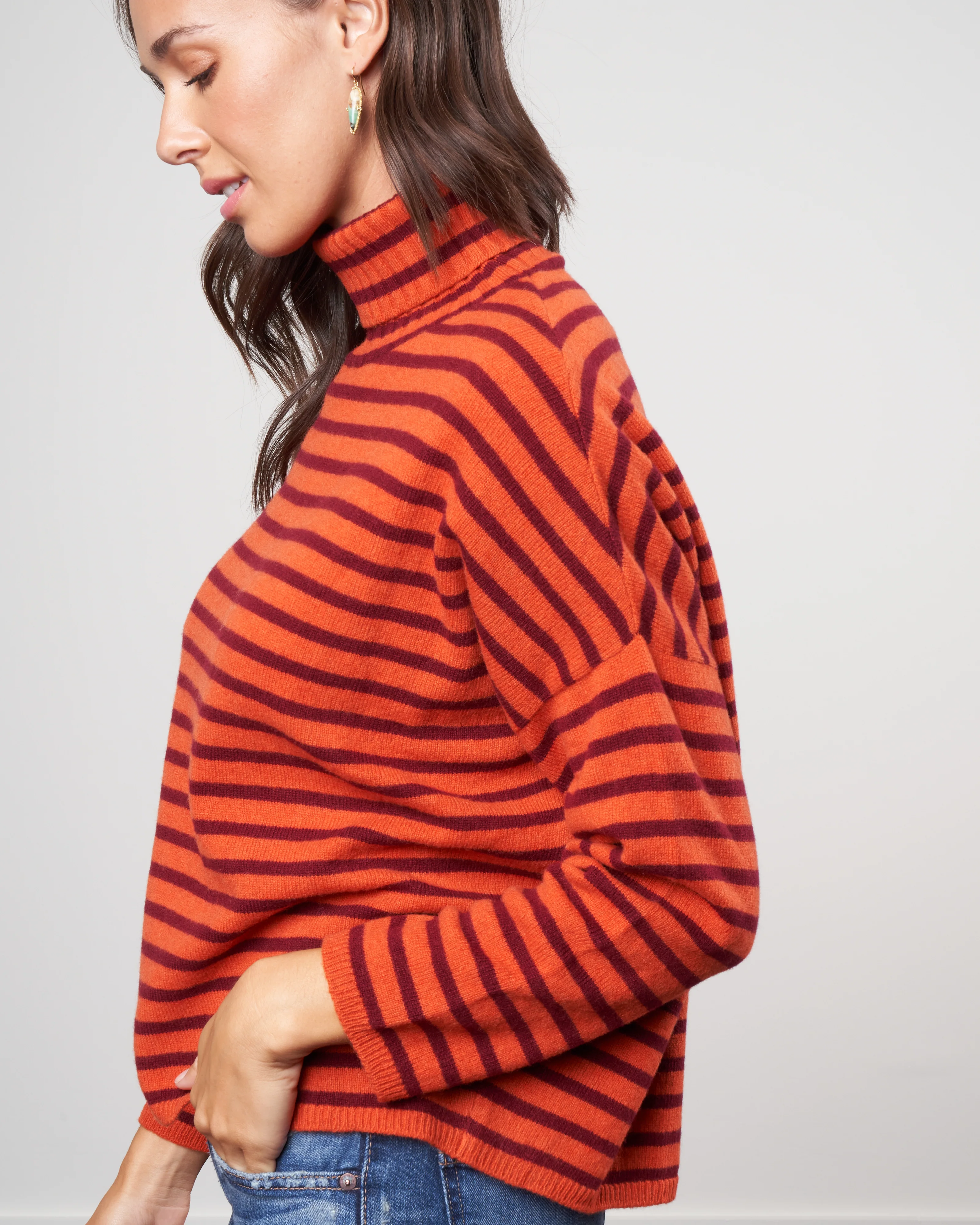 stripes foxy sweater - orange / dark pink - Image 3