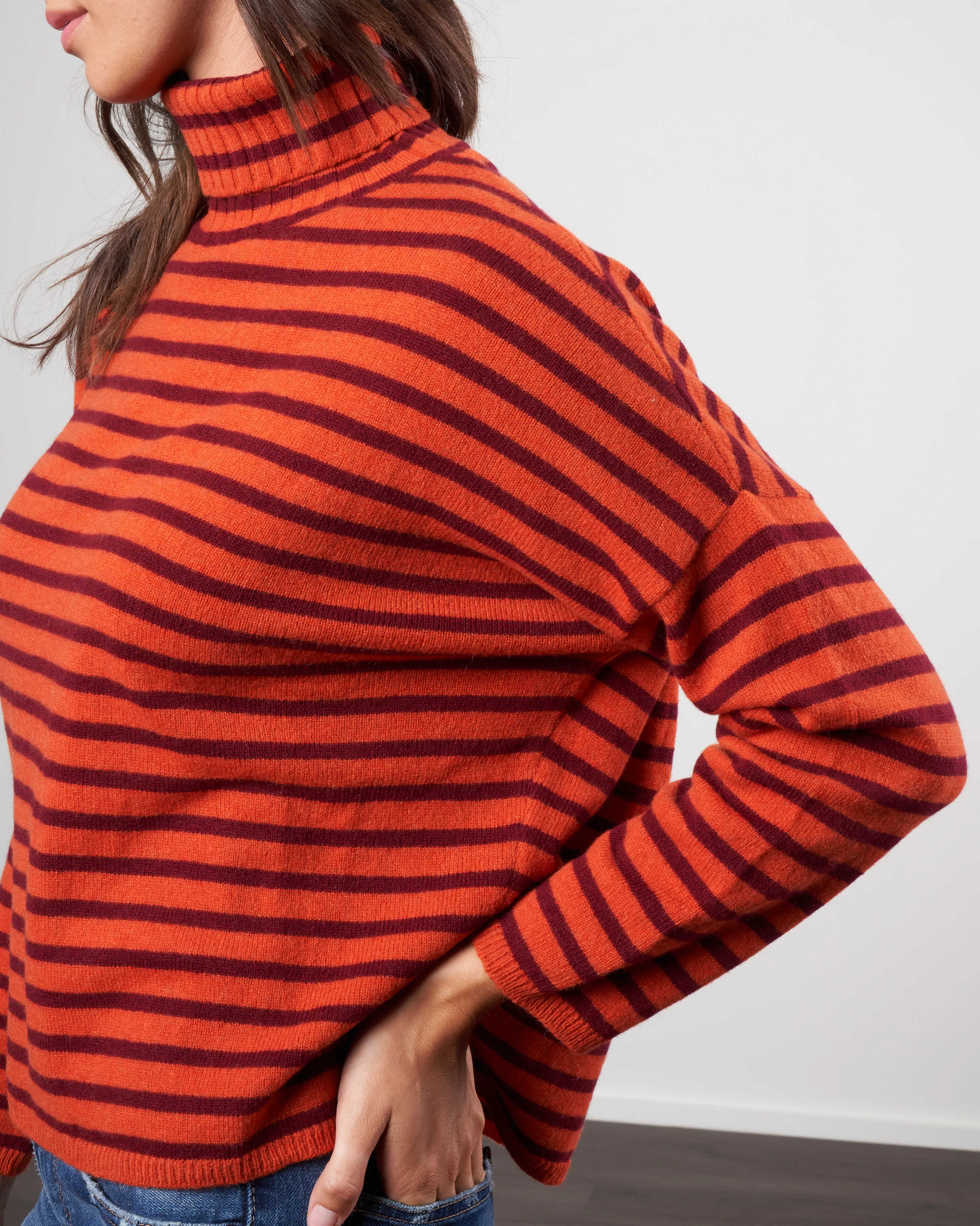 stripes foxy sweater - orange / dark pink - Image 5