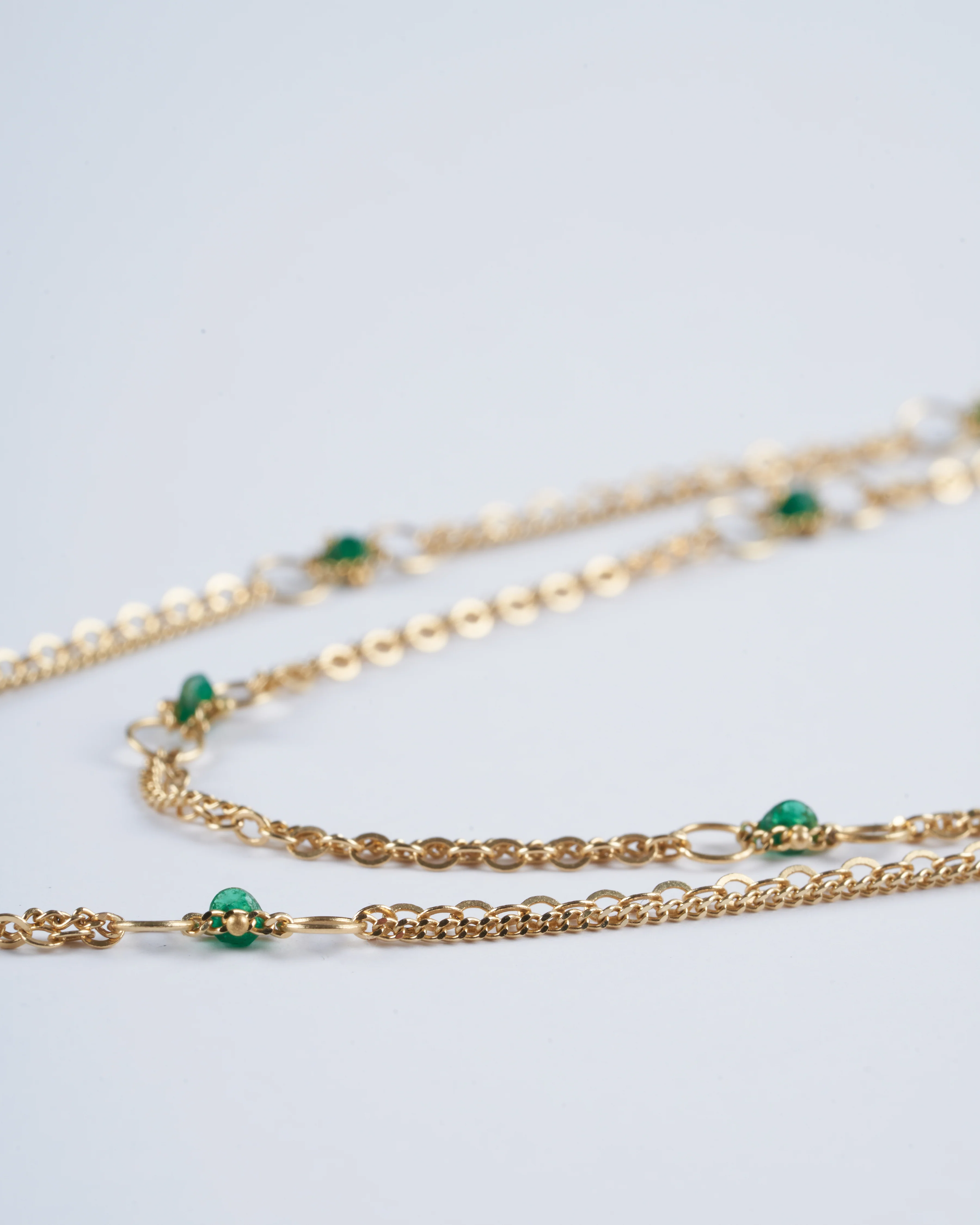 18k gold and emerald station necklace - Image 2