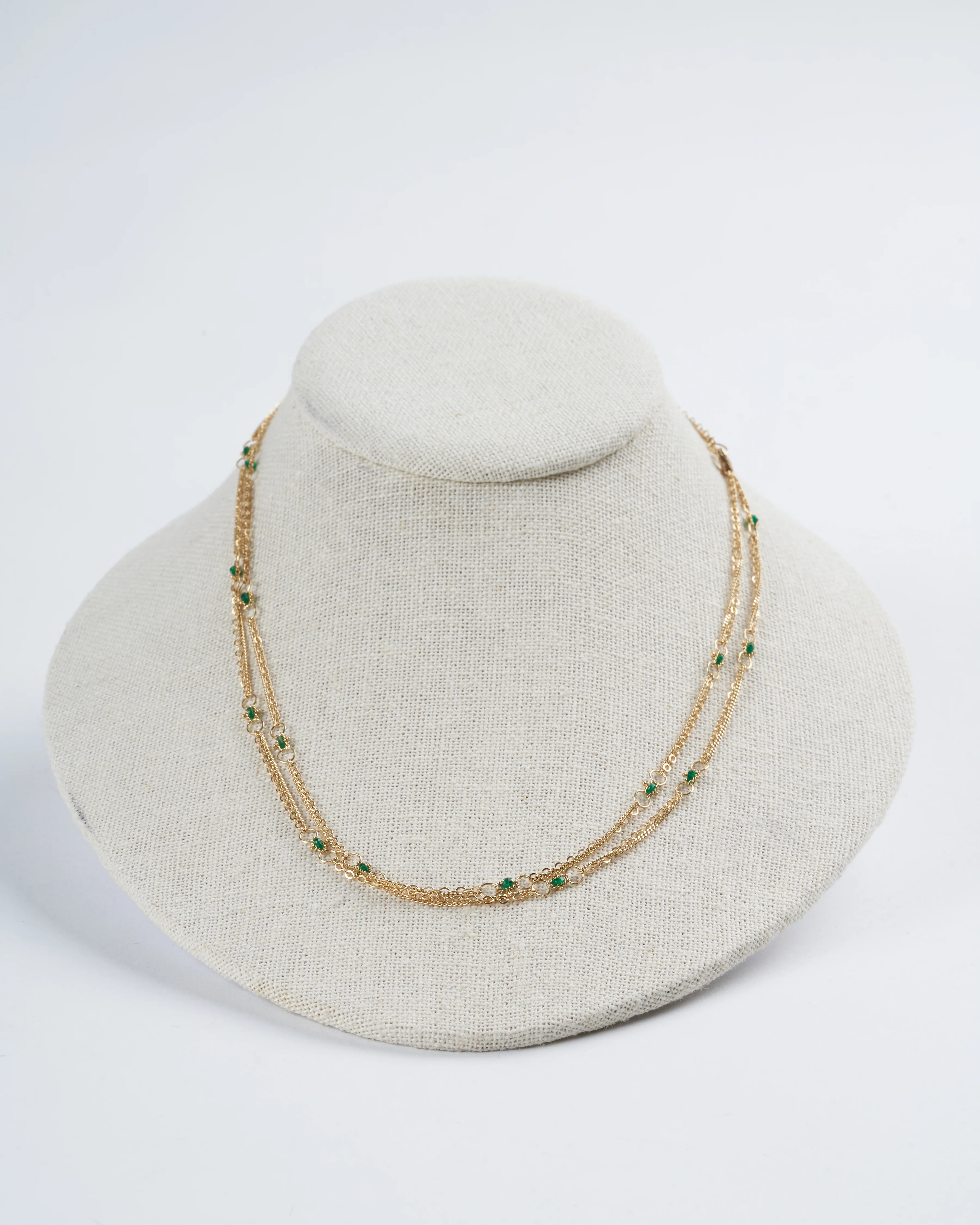 18k gold and emerald station necklace - Image 3