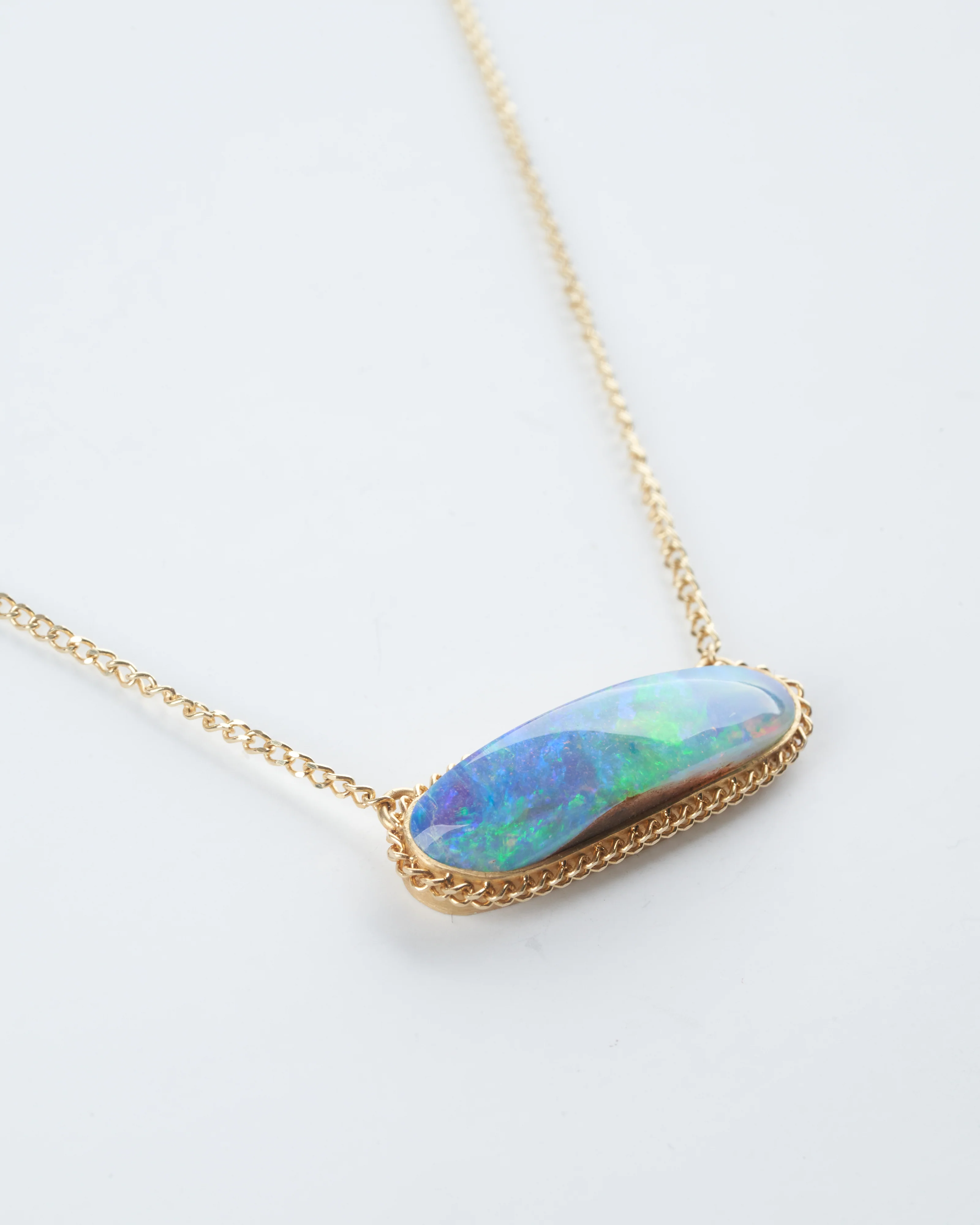 clamshell opal doublet necklace - blue multi - Image 2