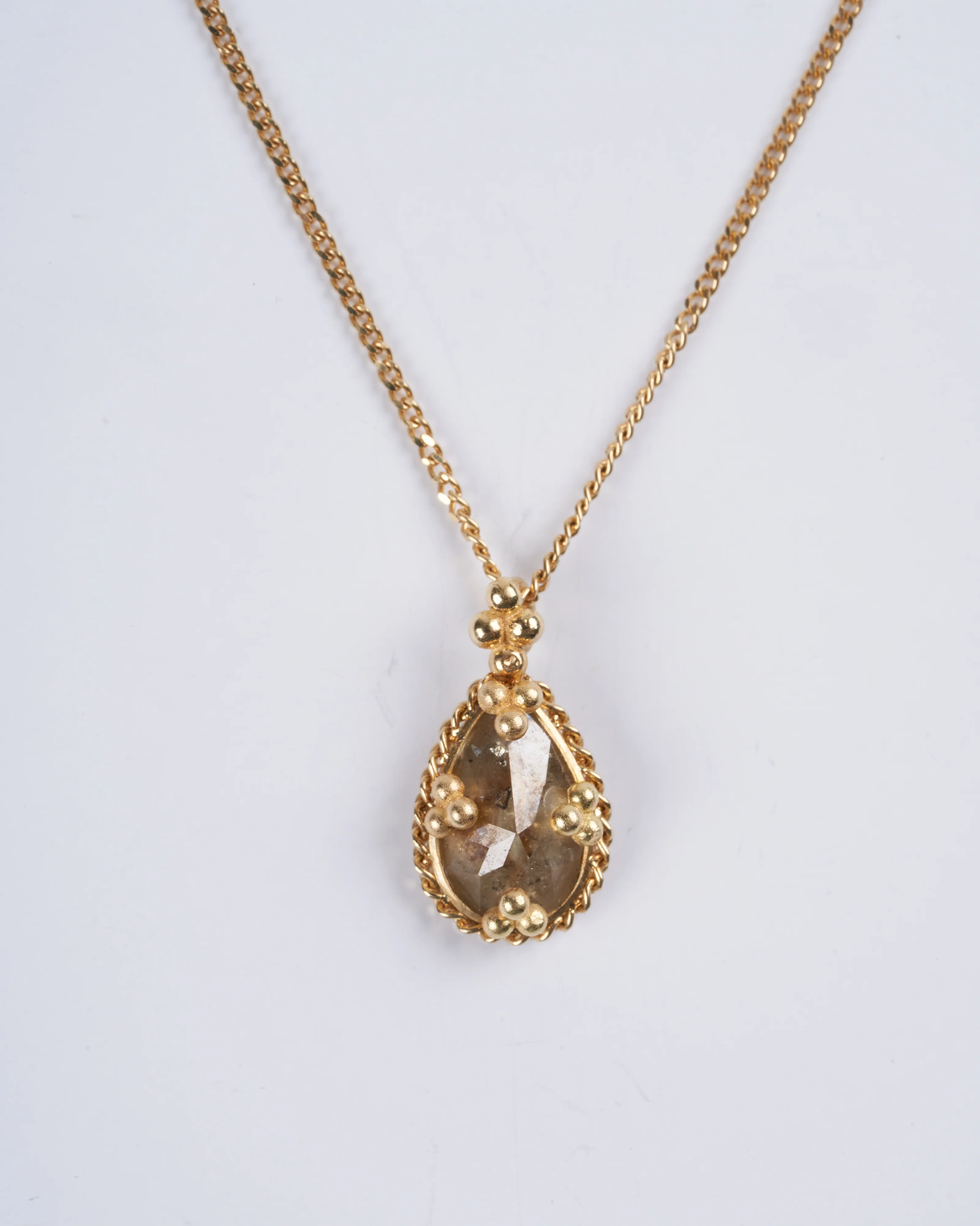 diamond pendant necklace champagne - gold and stone - Image 3