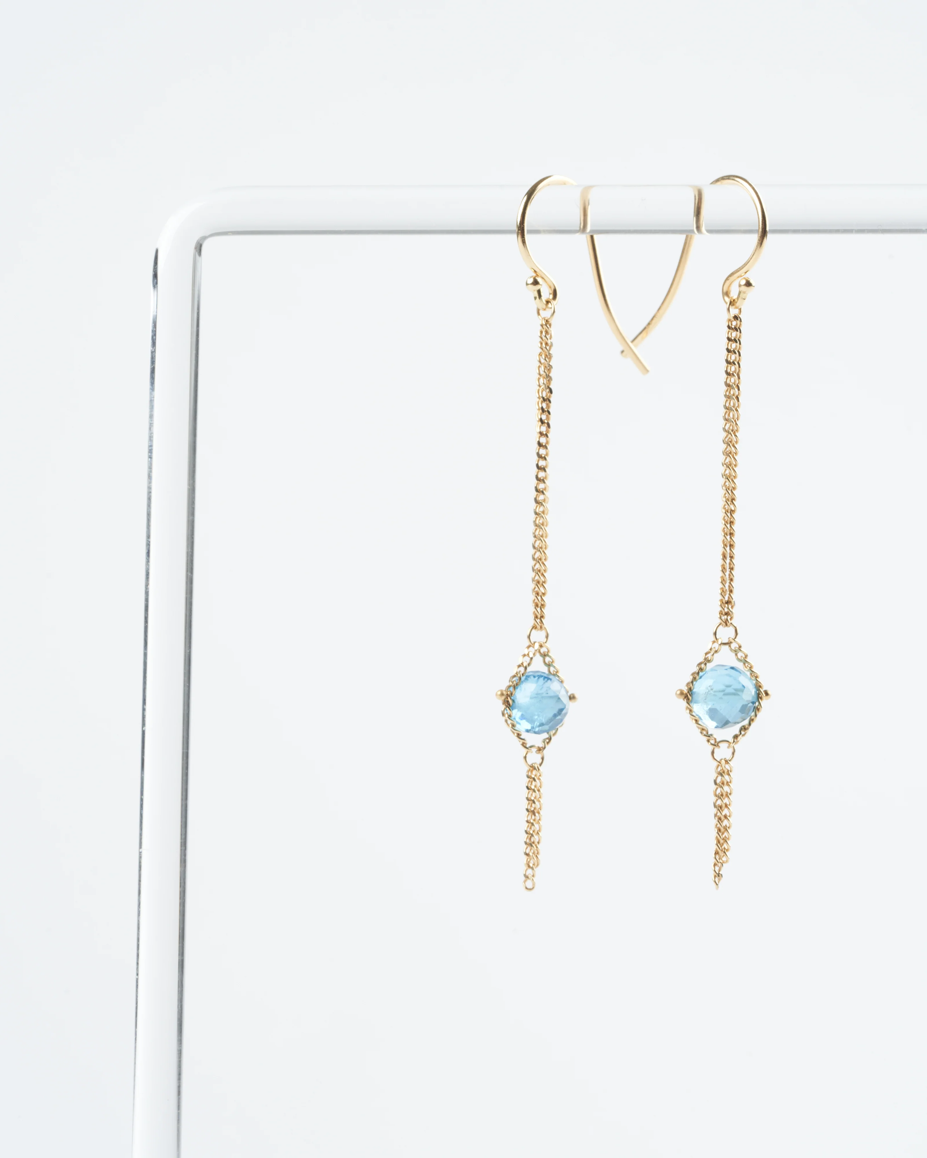 london blue topaz drop earring - blue/ gold