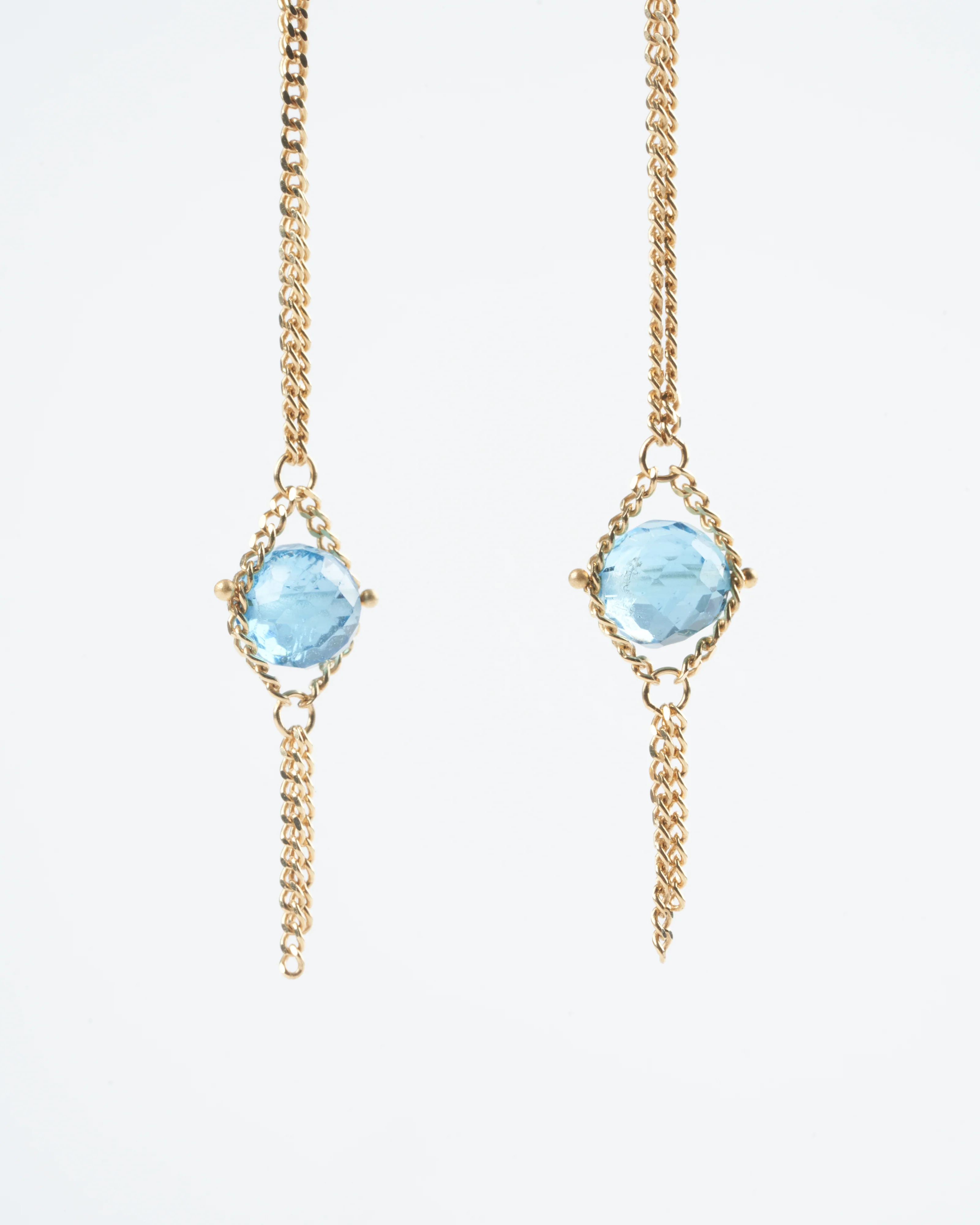 london blue topaz drop earring - blue/ gold - Image 2